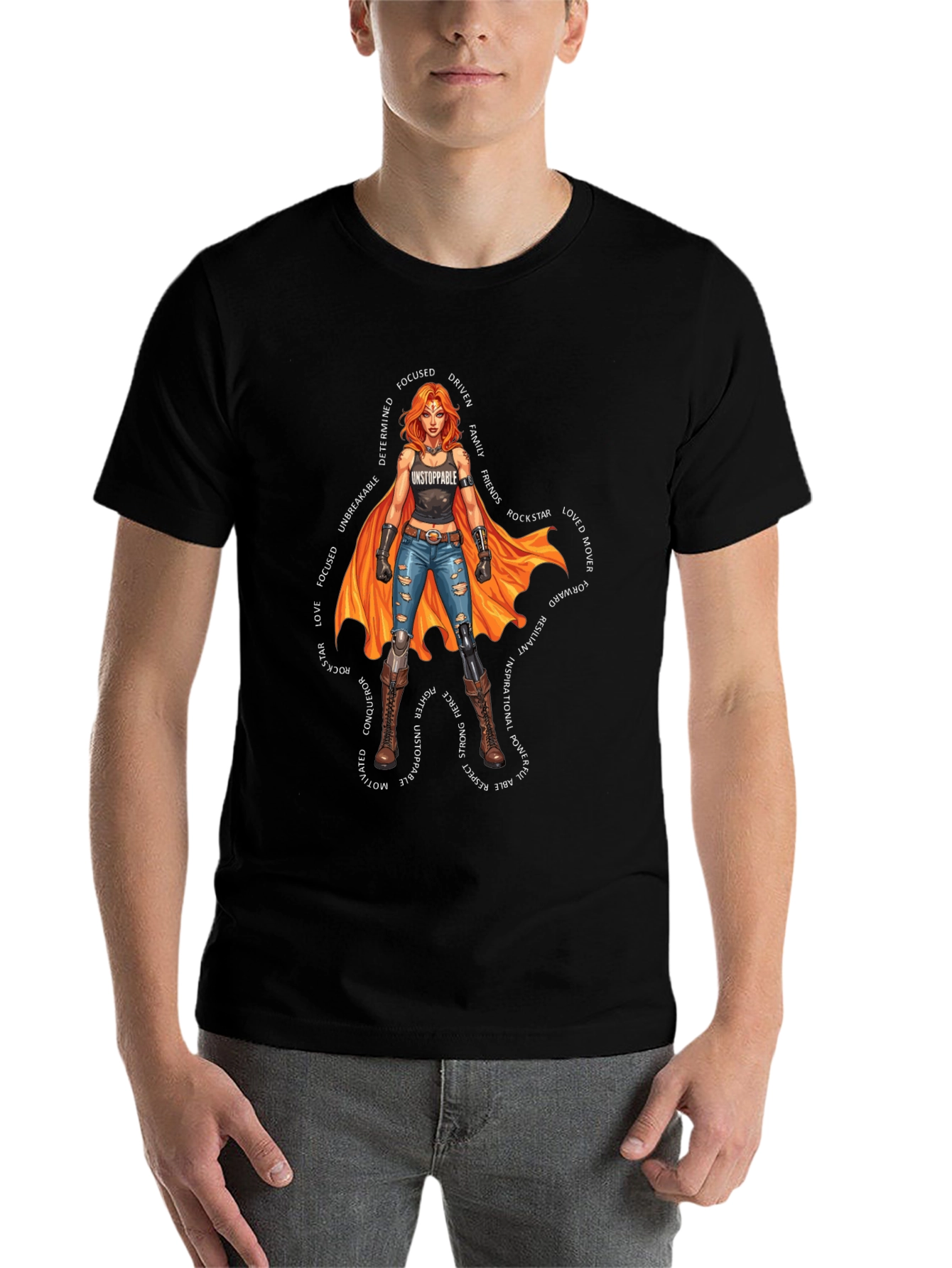 Black Unstoppable Woman Graphic T-Shirt view 7