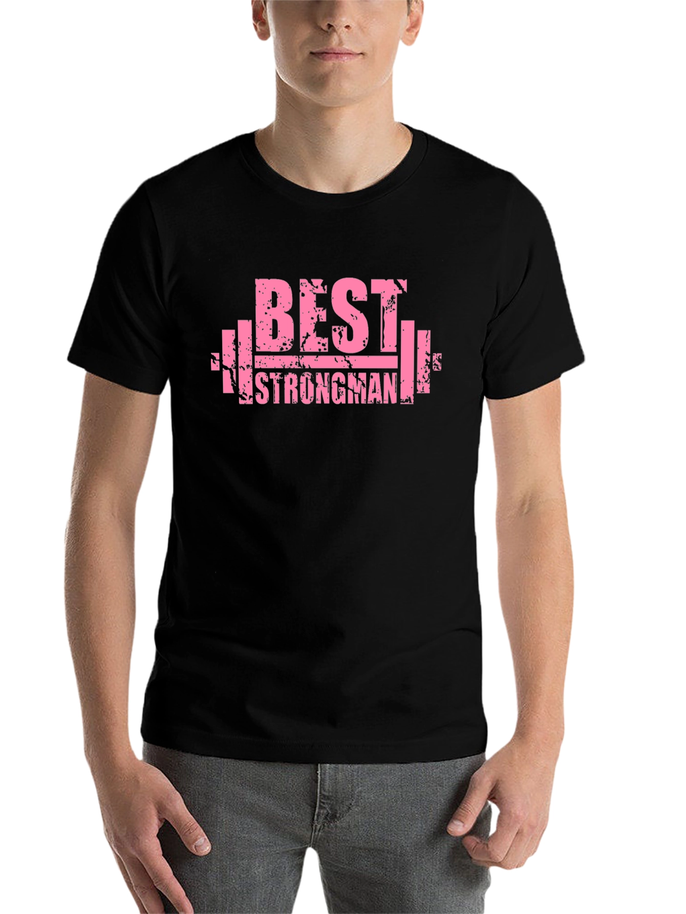 Black Best Strongman Black T-Shirt - Gym Workout Apparel view 7