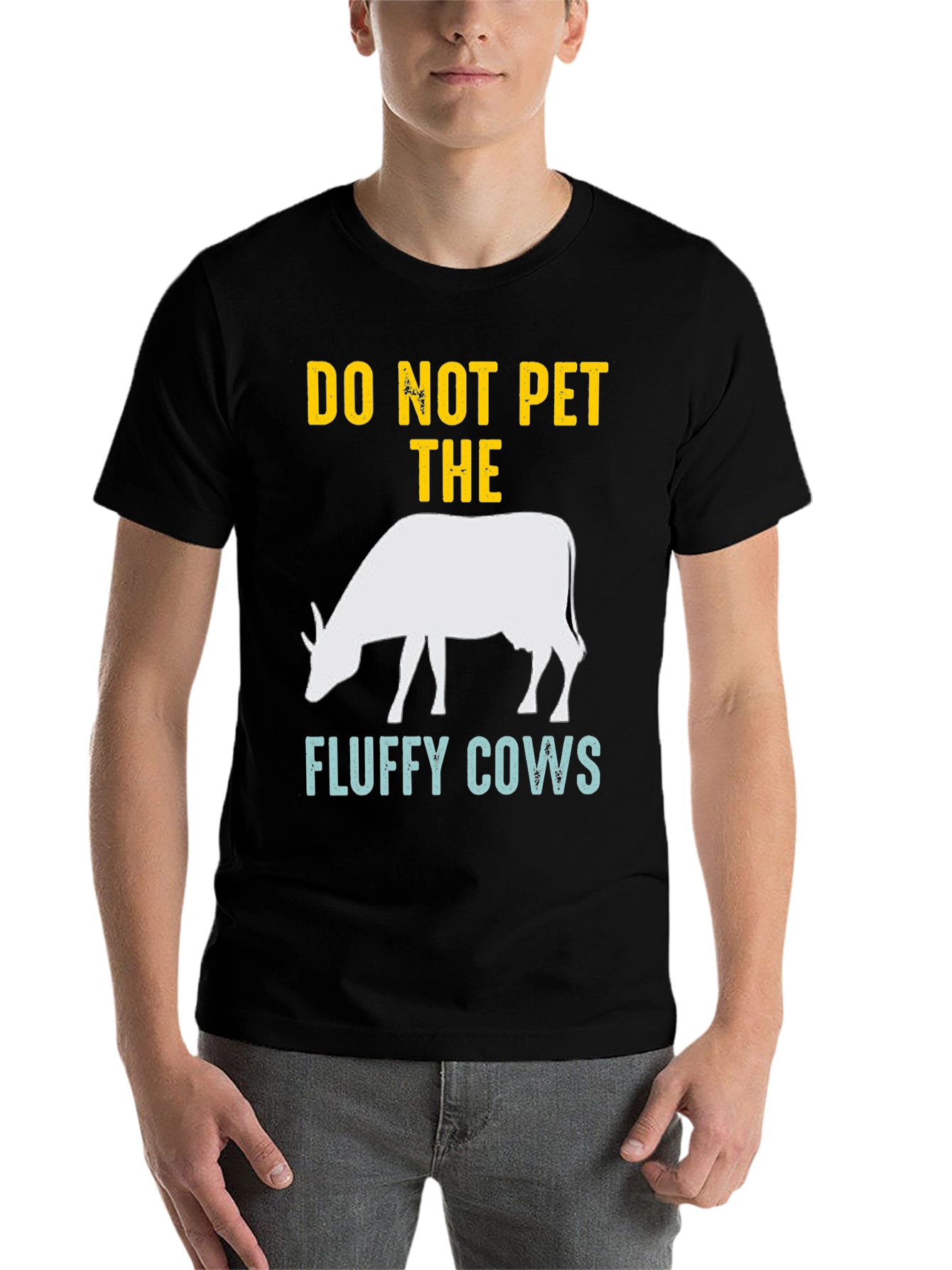 Black Do Not Pet The Fluffy Cows Graphic Tee view 7
