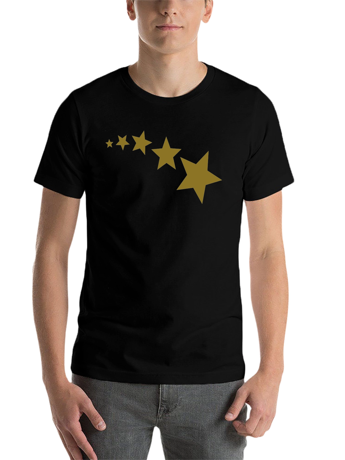 Black Stars Patterned Black T-Shirt view 7