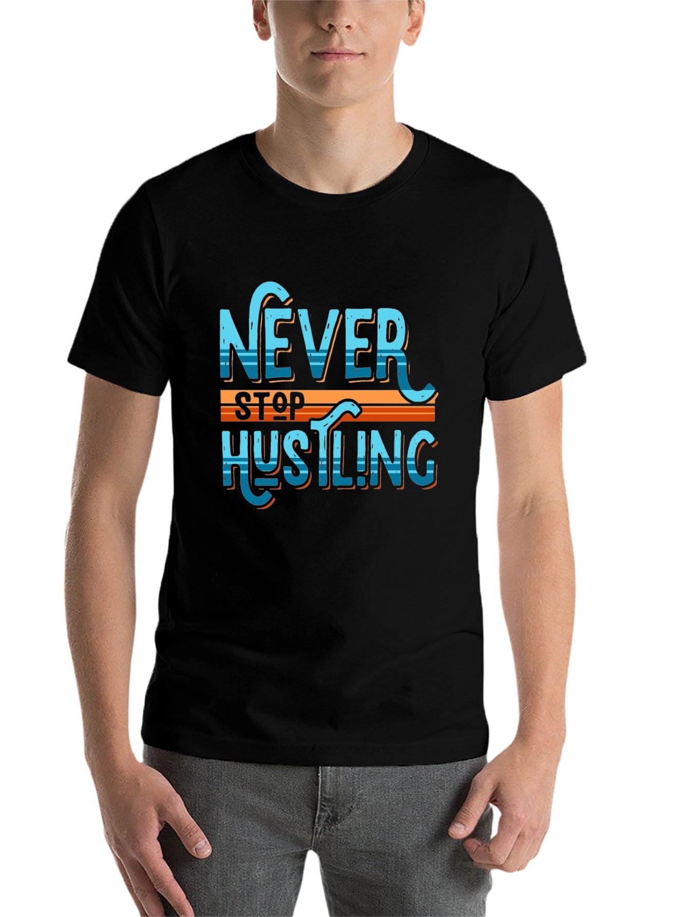 Black Never Stop Hustling Graphic Tee view 7