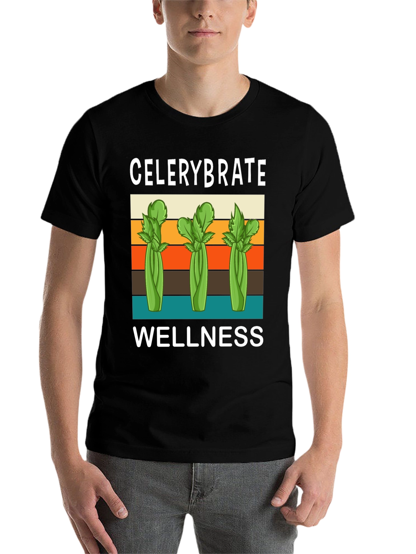 Black Celerybrate Wellness T-Shirt - Retro Style view 7