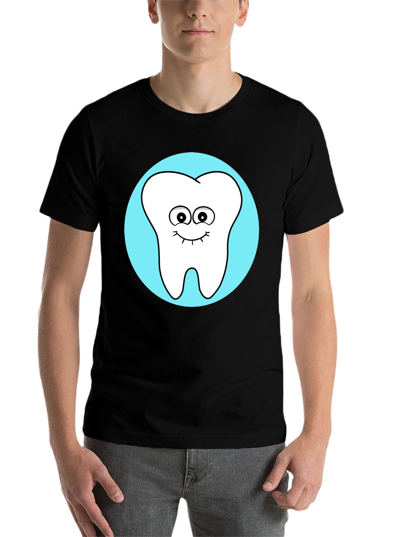 Black Cute Tooth Graphic Tee - Fun Dentist Shirt view 7