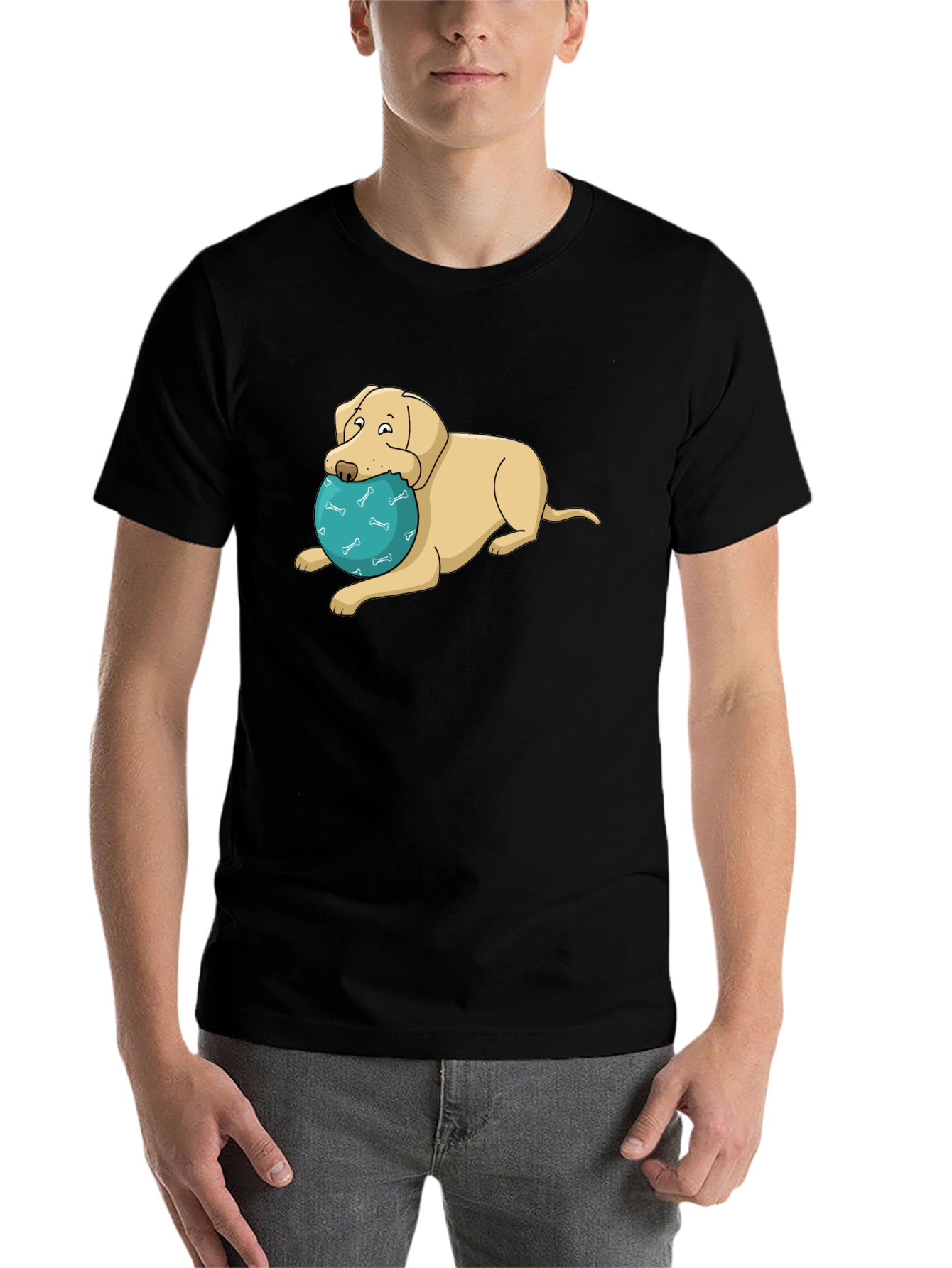 Black Dog and Ball Graphic T-Shirt view 7