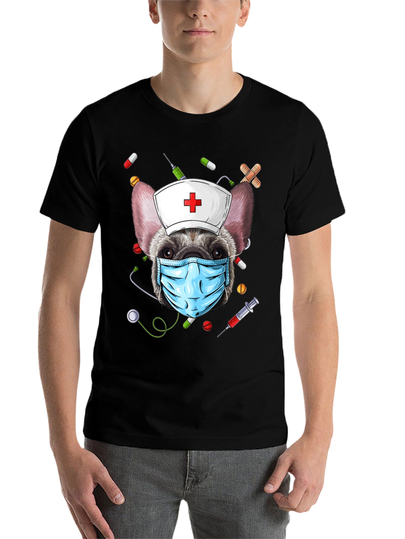 Black Nurse Dog Graphic T-Shirt view 7