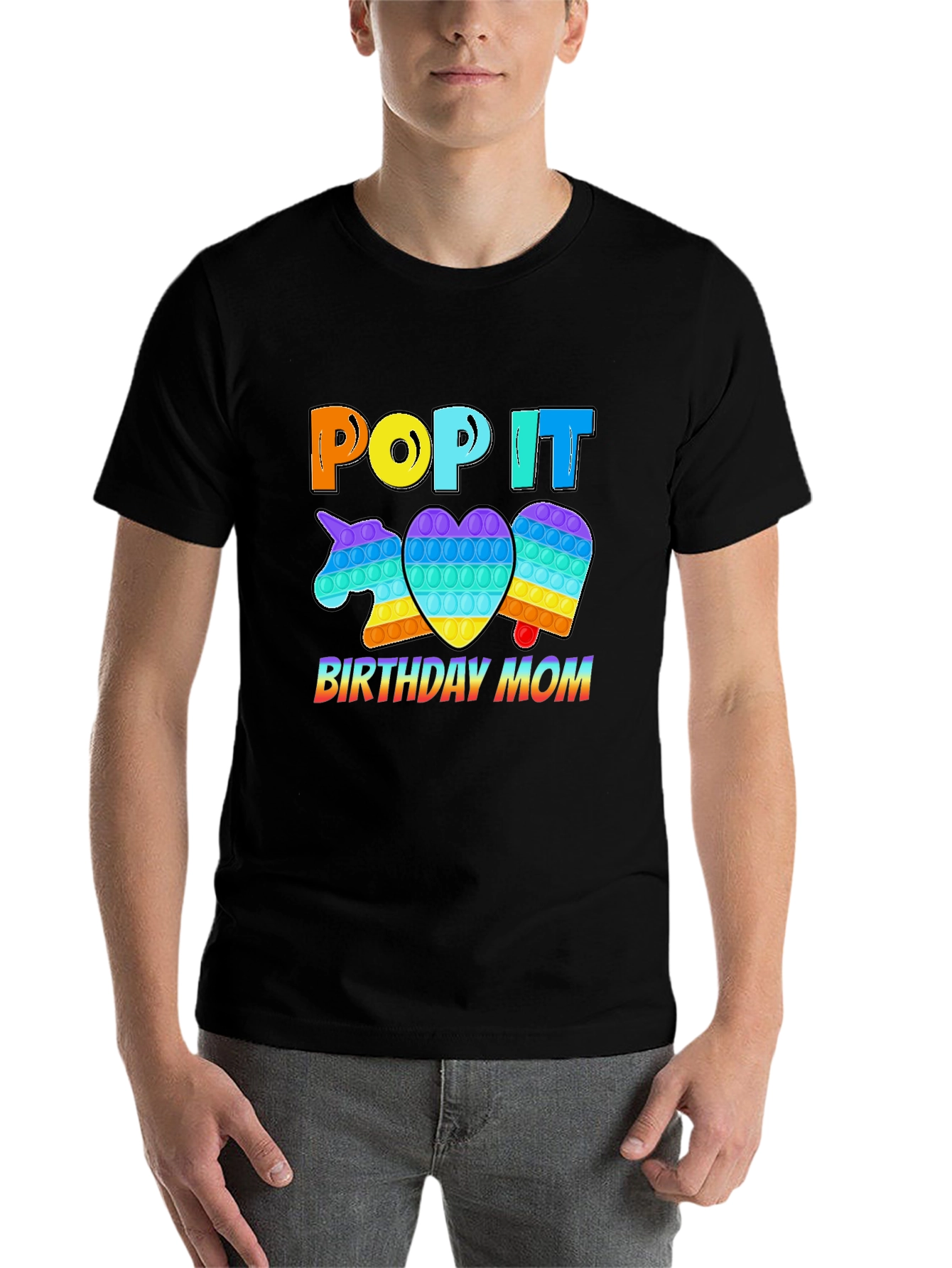 Black Pop It Birthday Mom T-Shirt view 7