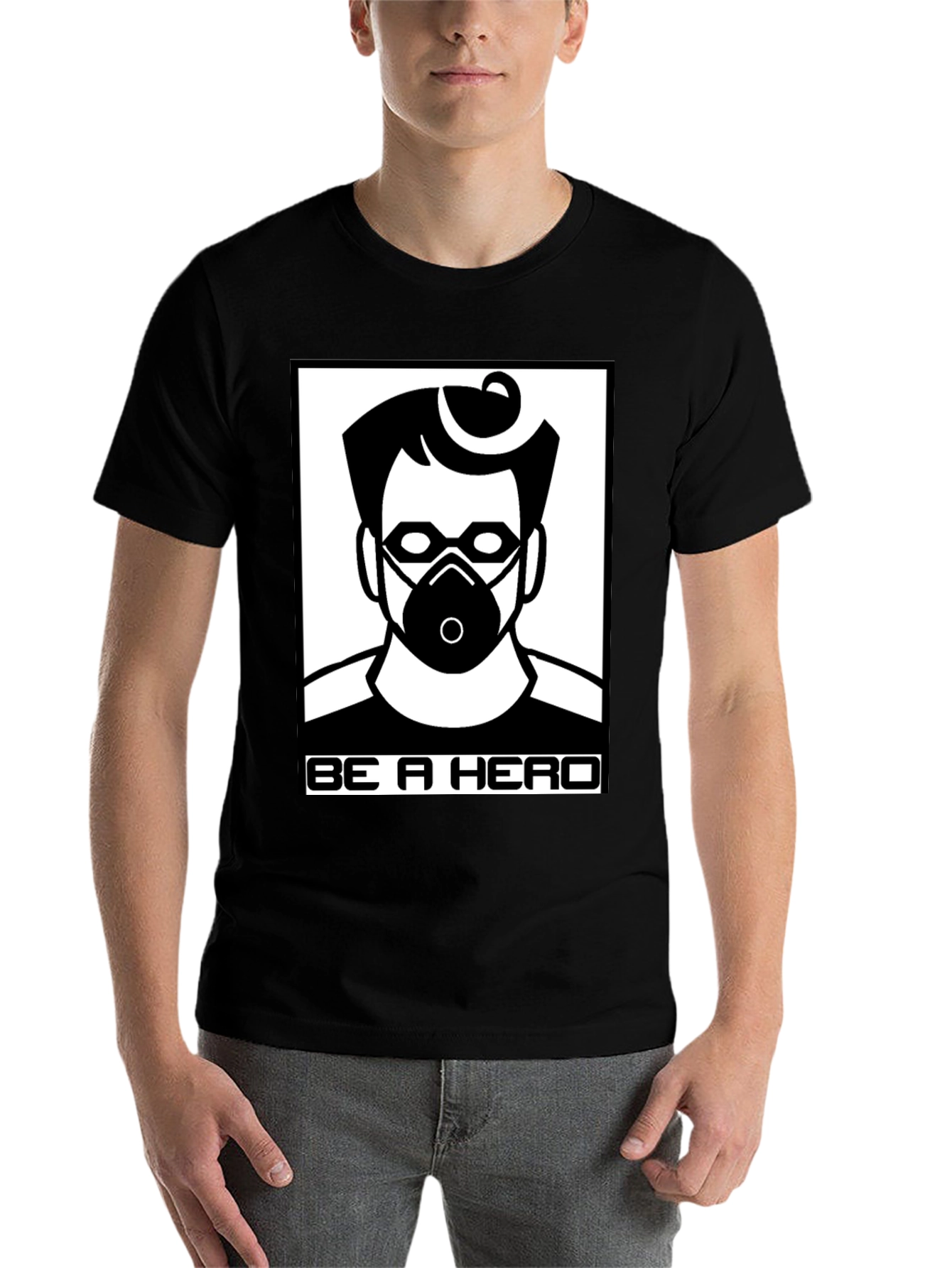Black Be A Hero T-Shirt - Masked Hero view 7