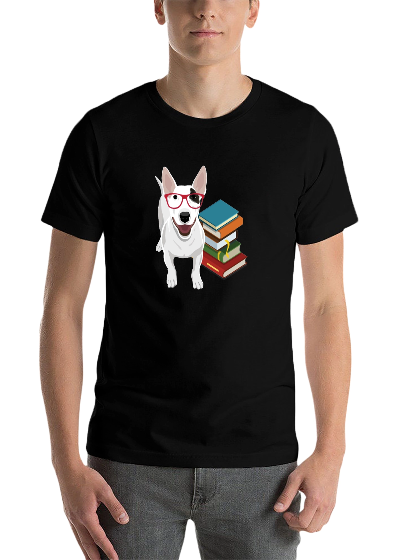 Black Dog with Glasses T-Shirt view 7