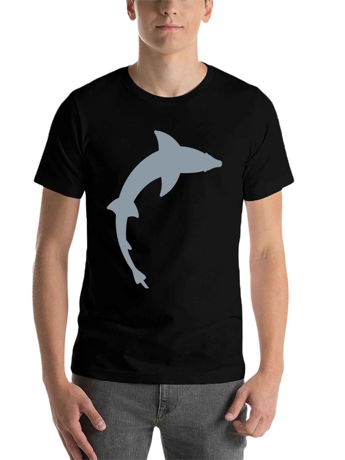 Black Dolphin Graphic Tee - Casual Black T-Shirt view 7