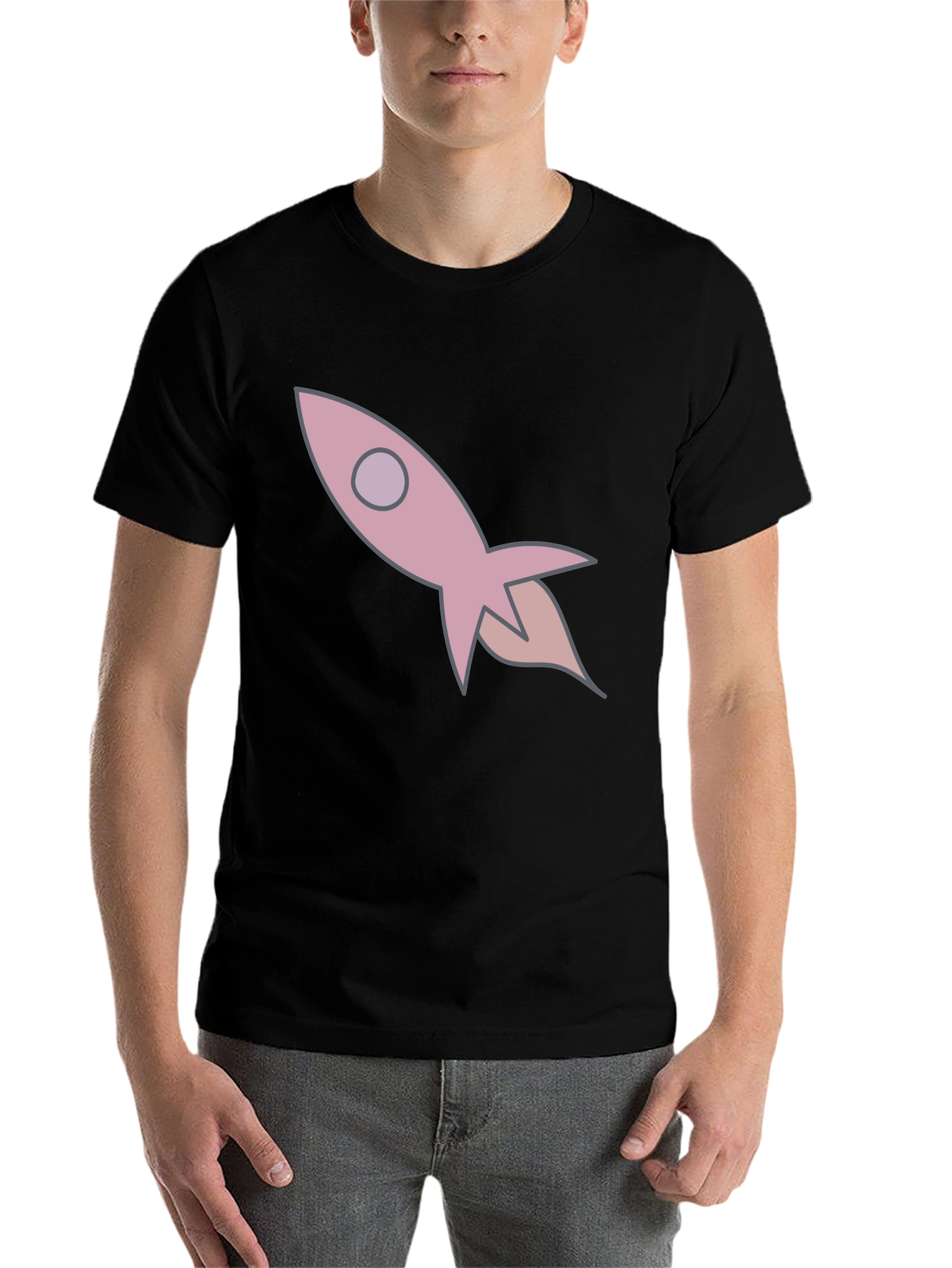 Black Rocket Graphic Tee - Cool Casual Cotton T-Shirt view 7