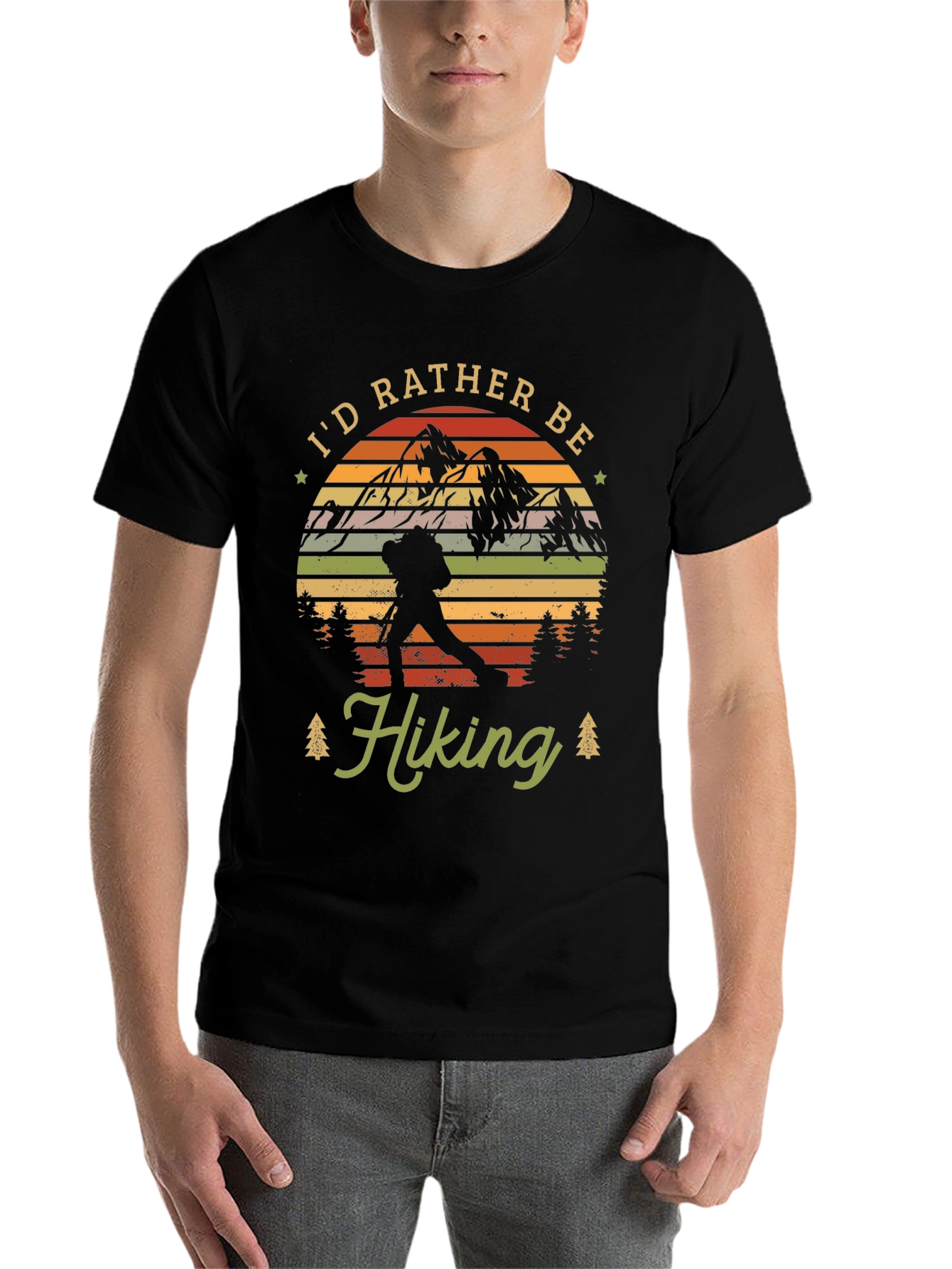 Black I'd Rather Be Hiking Graphic Tee view 7