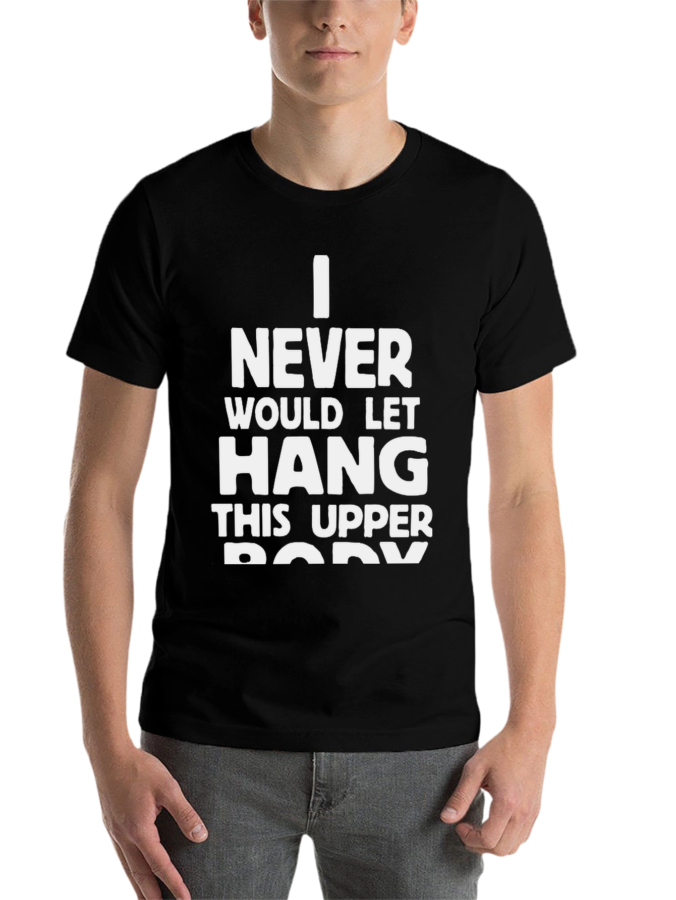 Black Funny Workout T-Shirt - Never Let Hang view 7