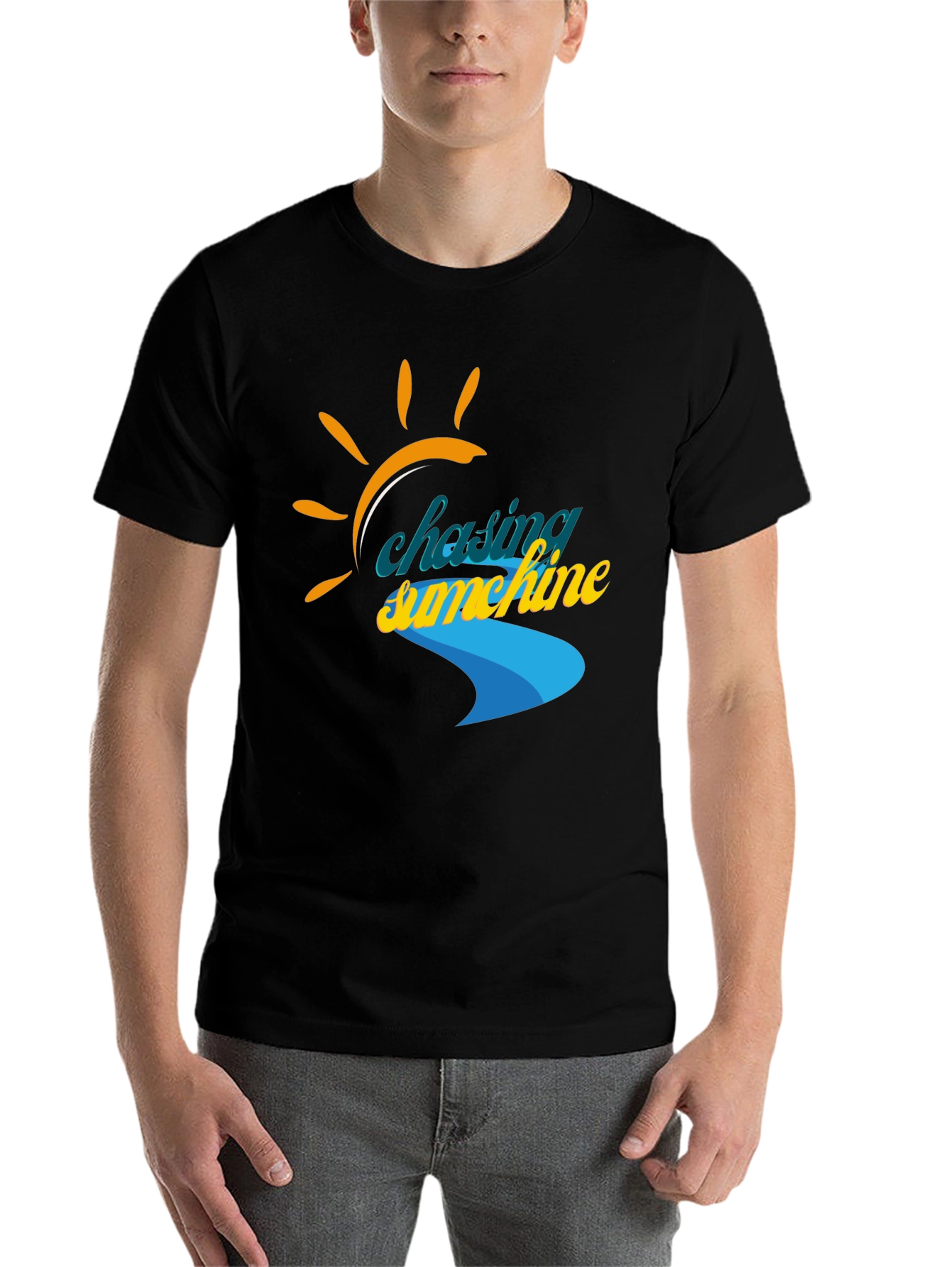 Black Chasing Sunshine Graphic Tee - Black Cotton Shirt view 7