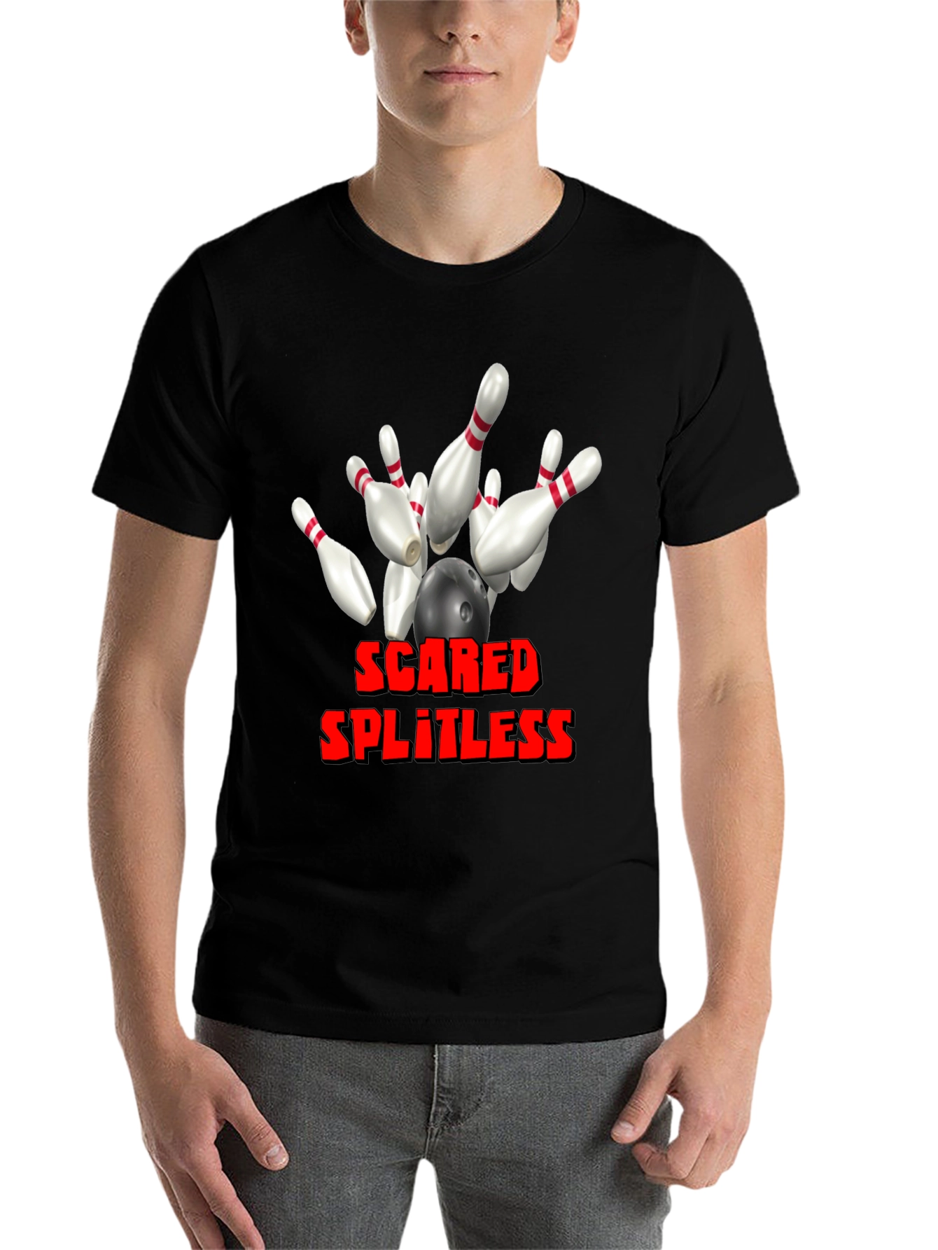 Black Scared Splitless Bowling Graphic Tee view 7