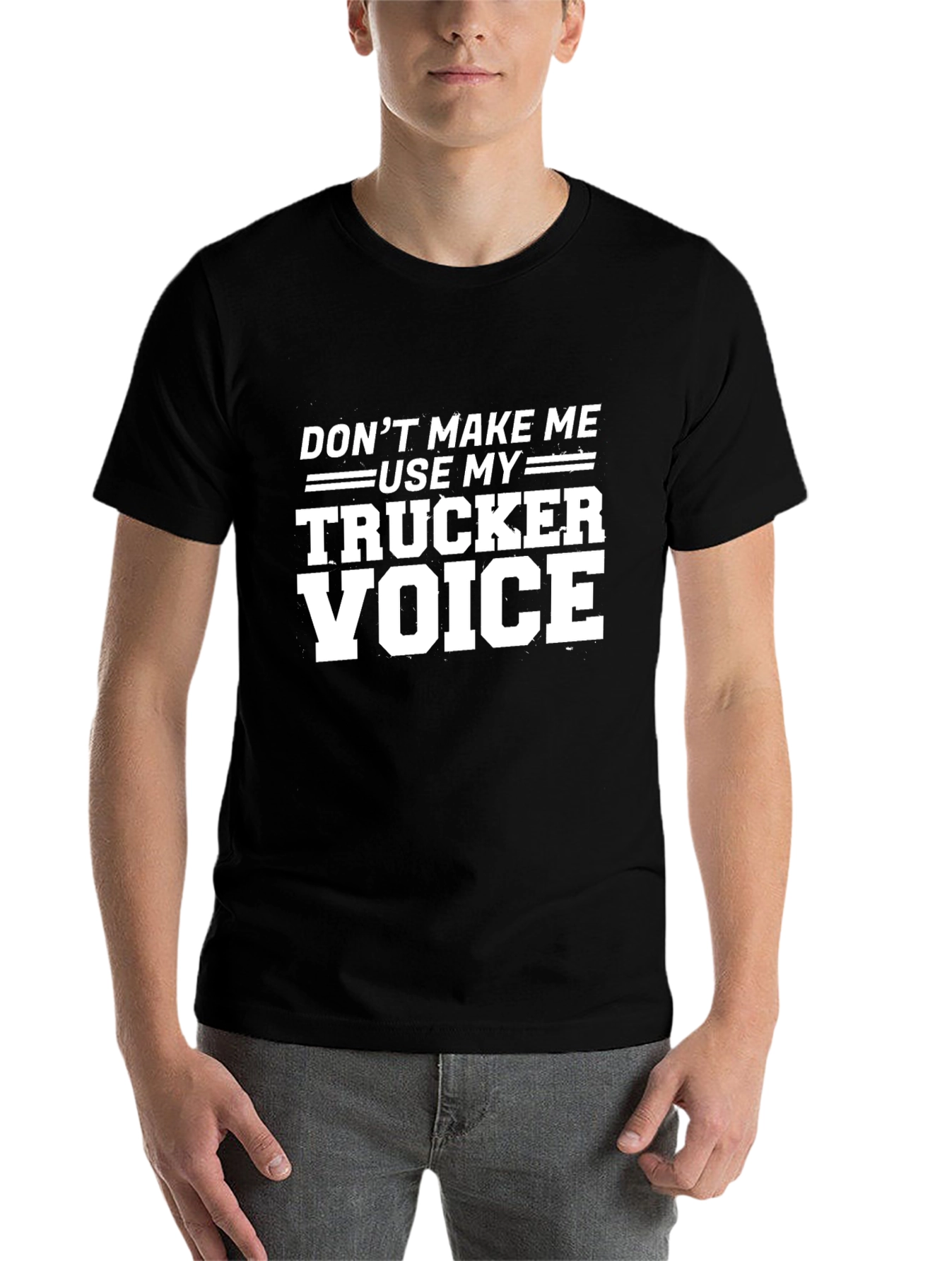 Black Trucker Voice T-Shirt - Funny Novelty Tee view 7