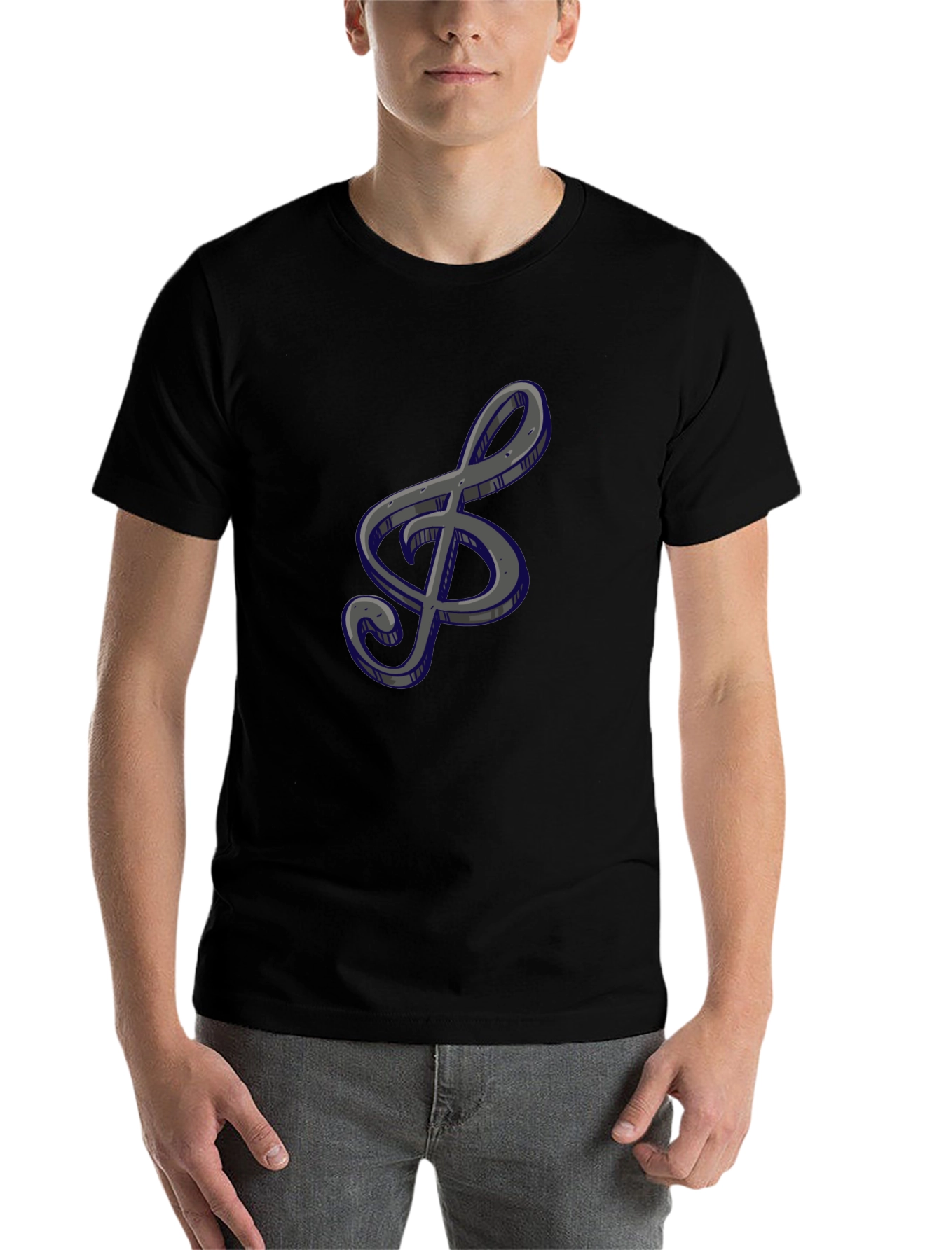 Black Treble Clef Graphic Tee view 7