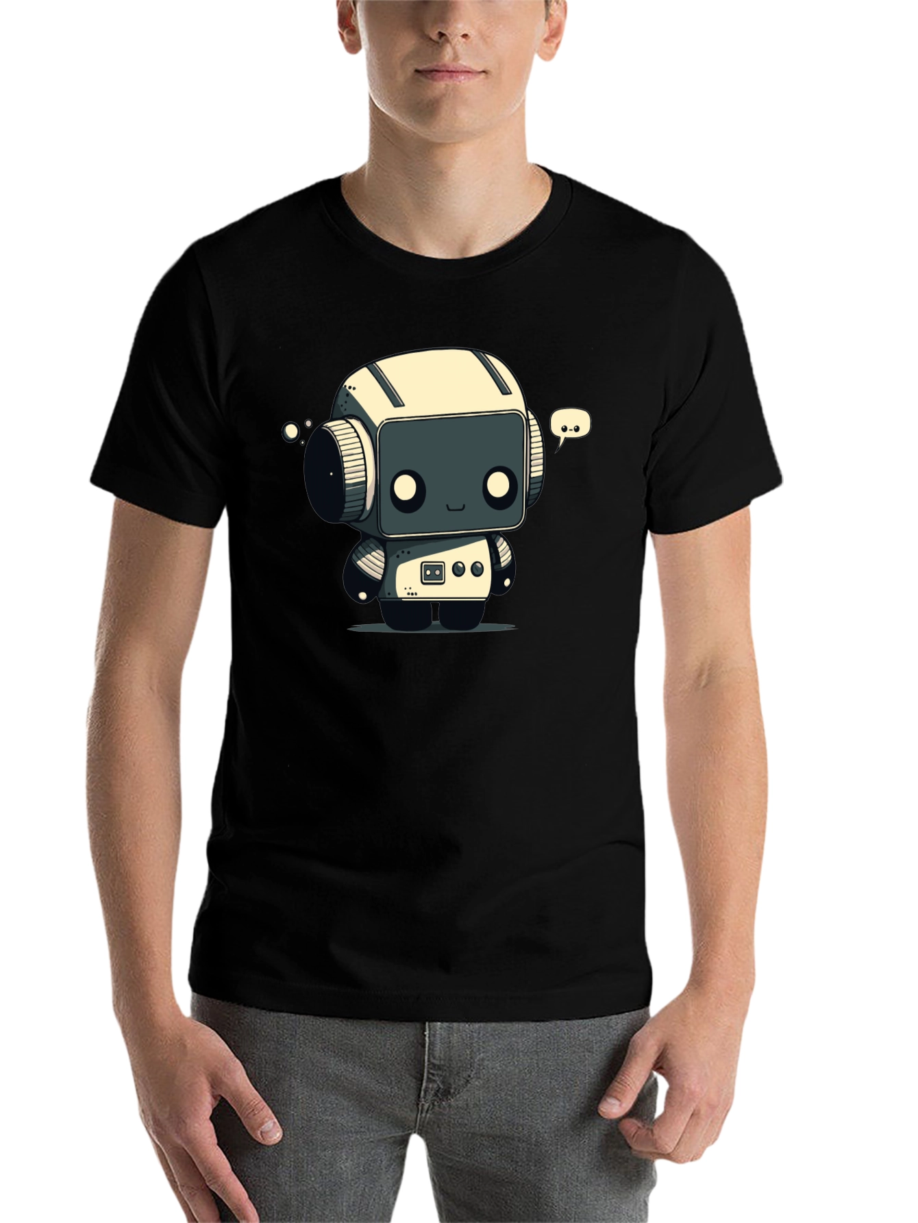 Black Robot T-Shirt - Black Graphic Tee view 7
