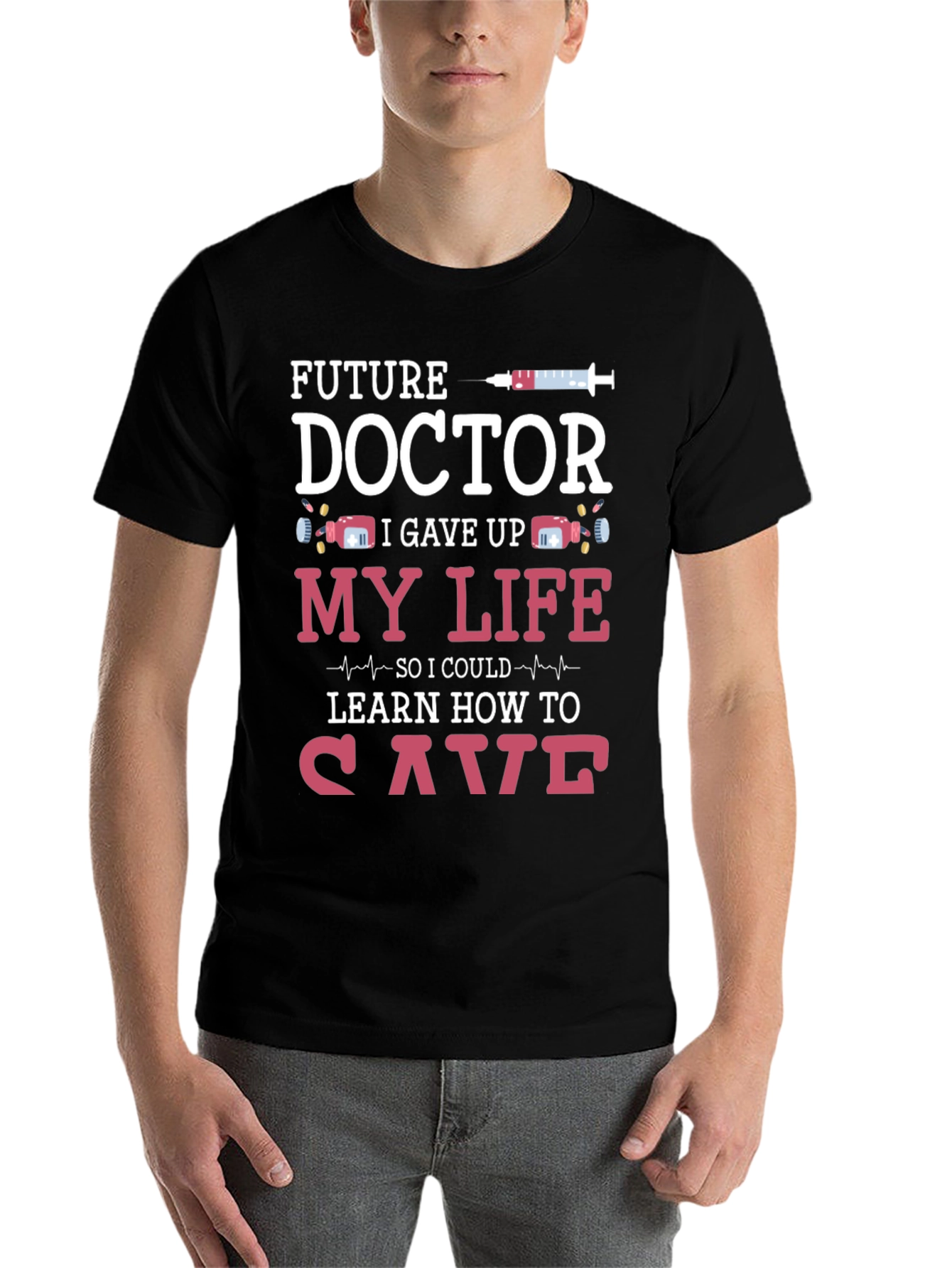 Black Future Doctor T-Shirt Funny Medical Student Tee view 7