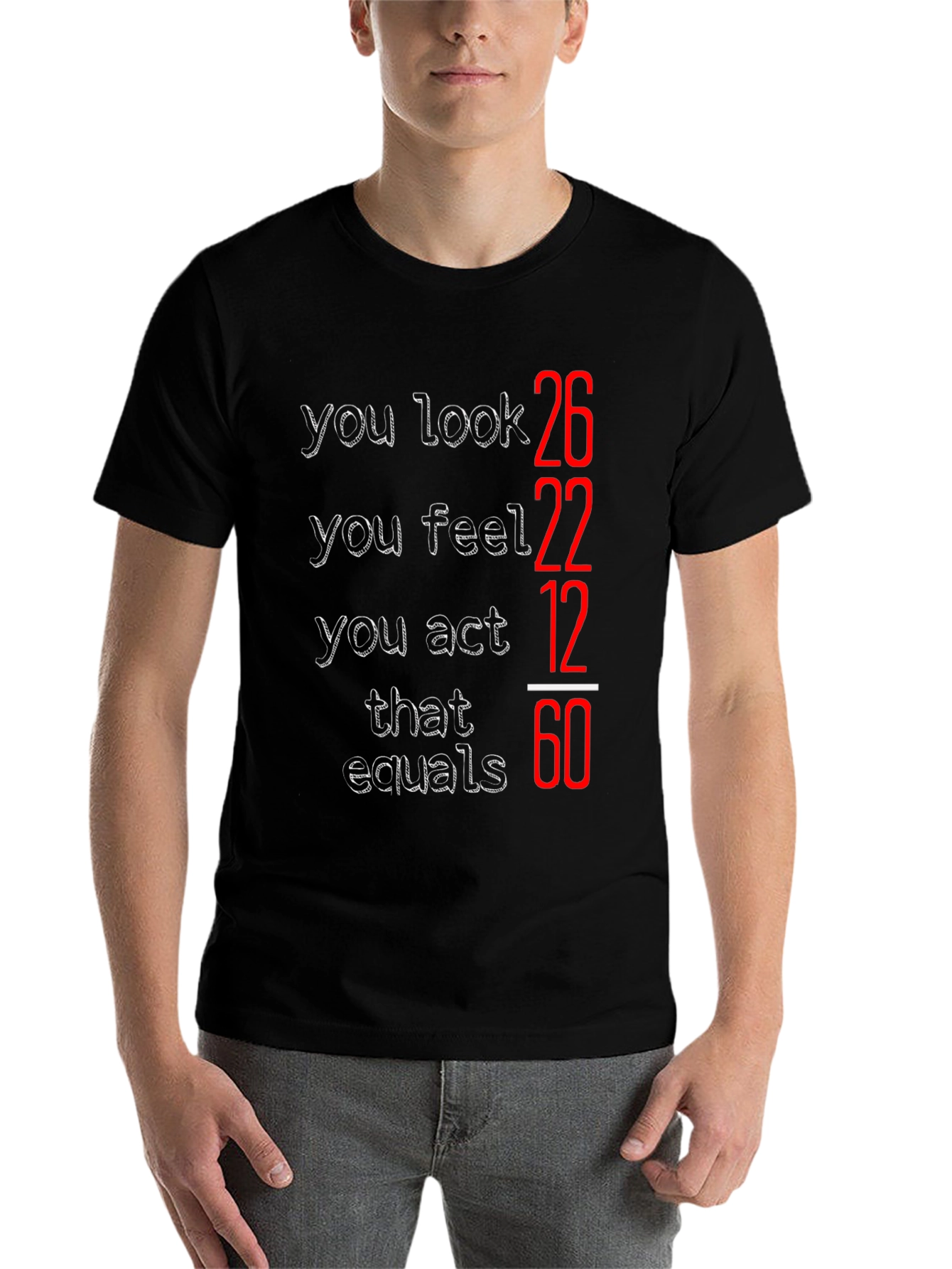 Black Humorous Age Equation Black T-Shirt view 7
