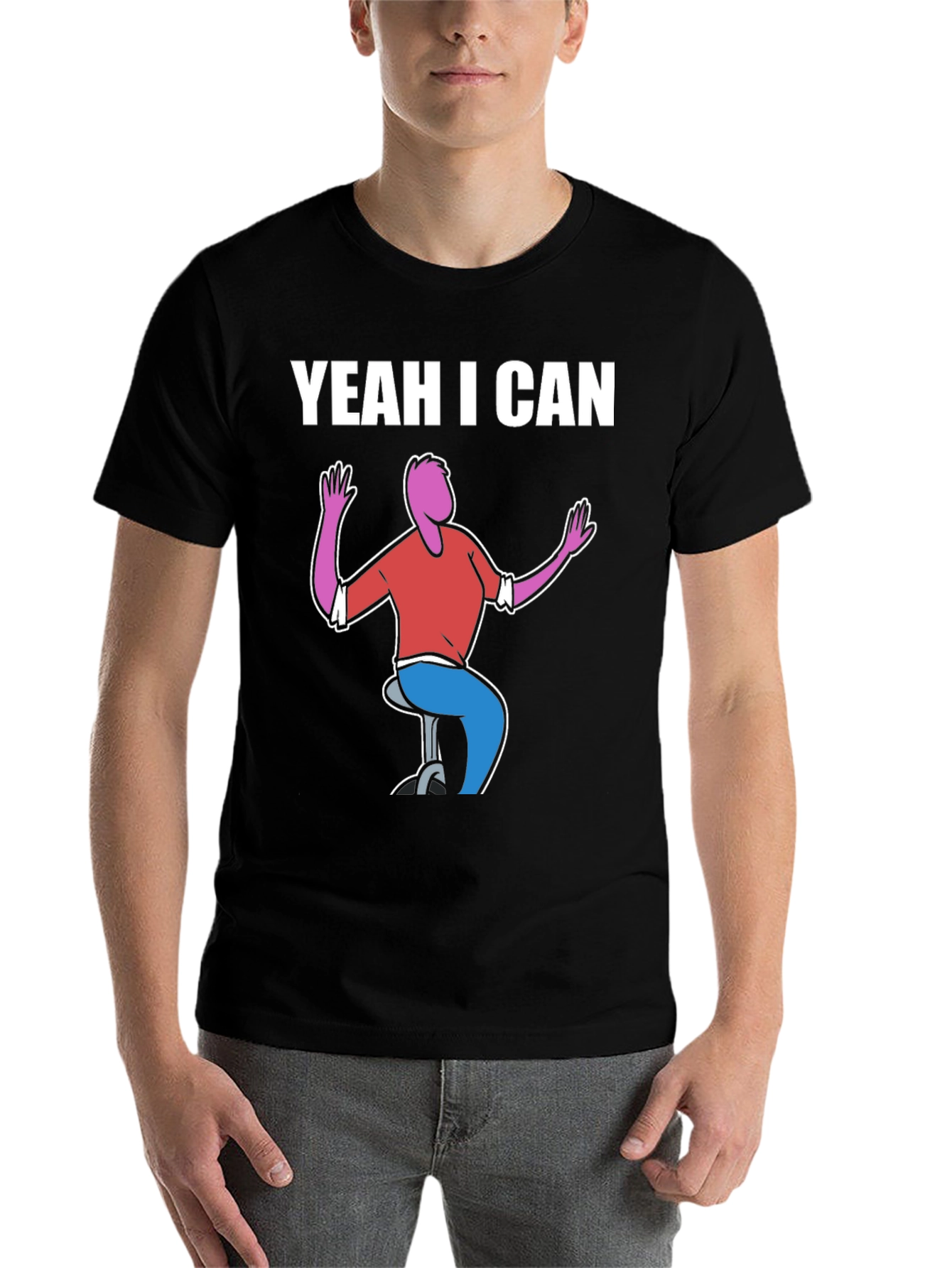 Black Yeah I Can Graphic Tee - Quirky Humor T-Shirt view 7