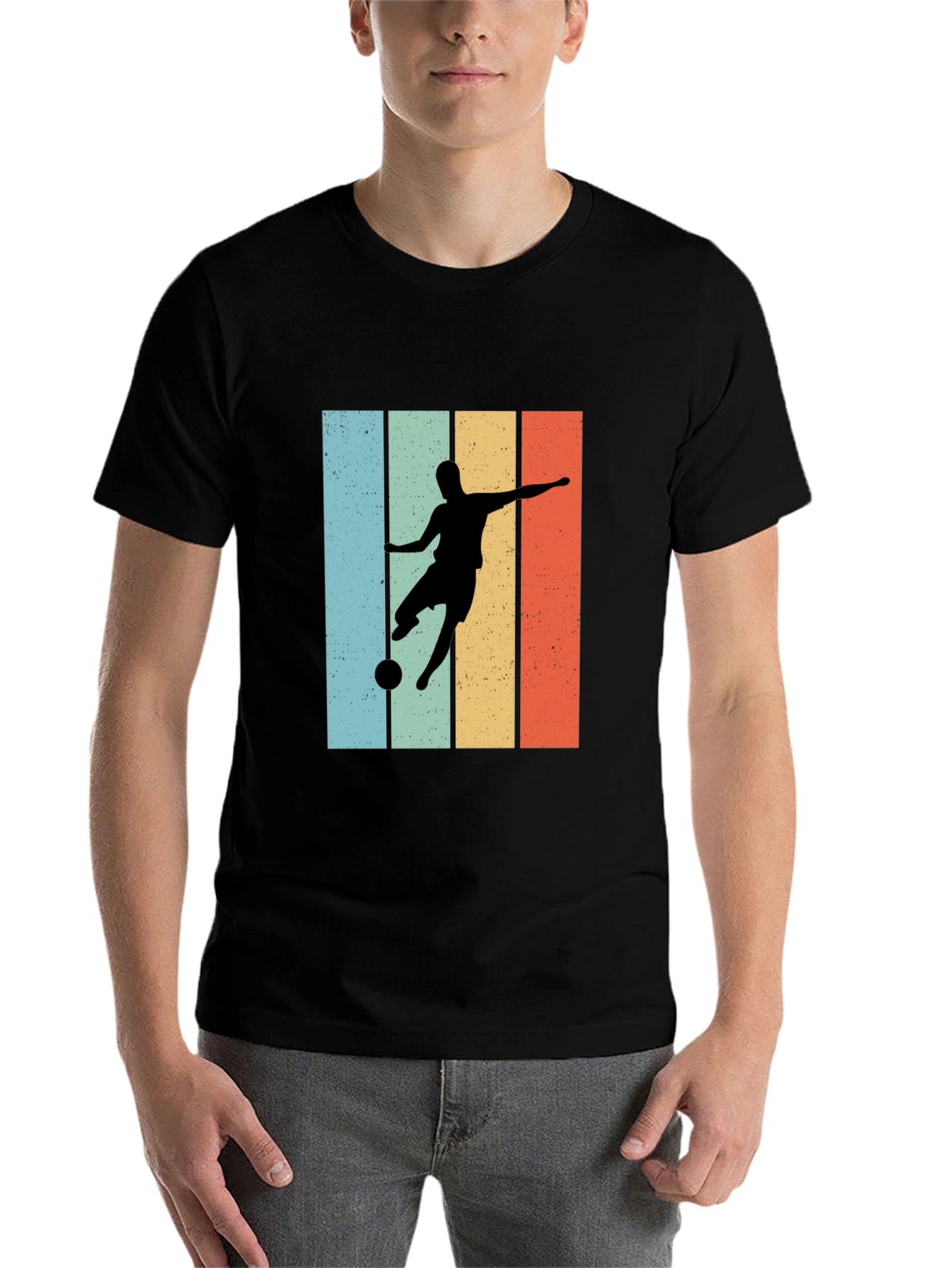 Black Retro Soccer Player Graphic Tee - Cool Casual Style view 7