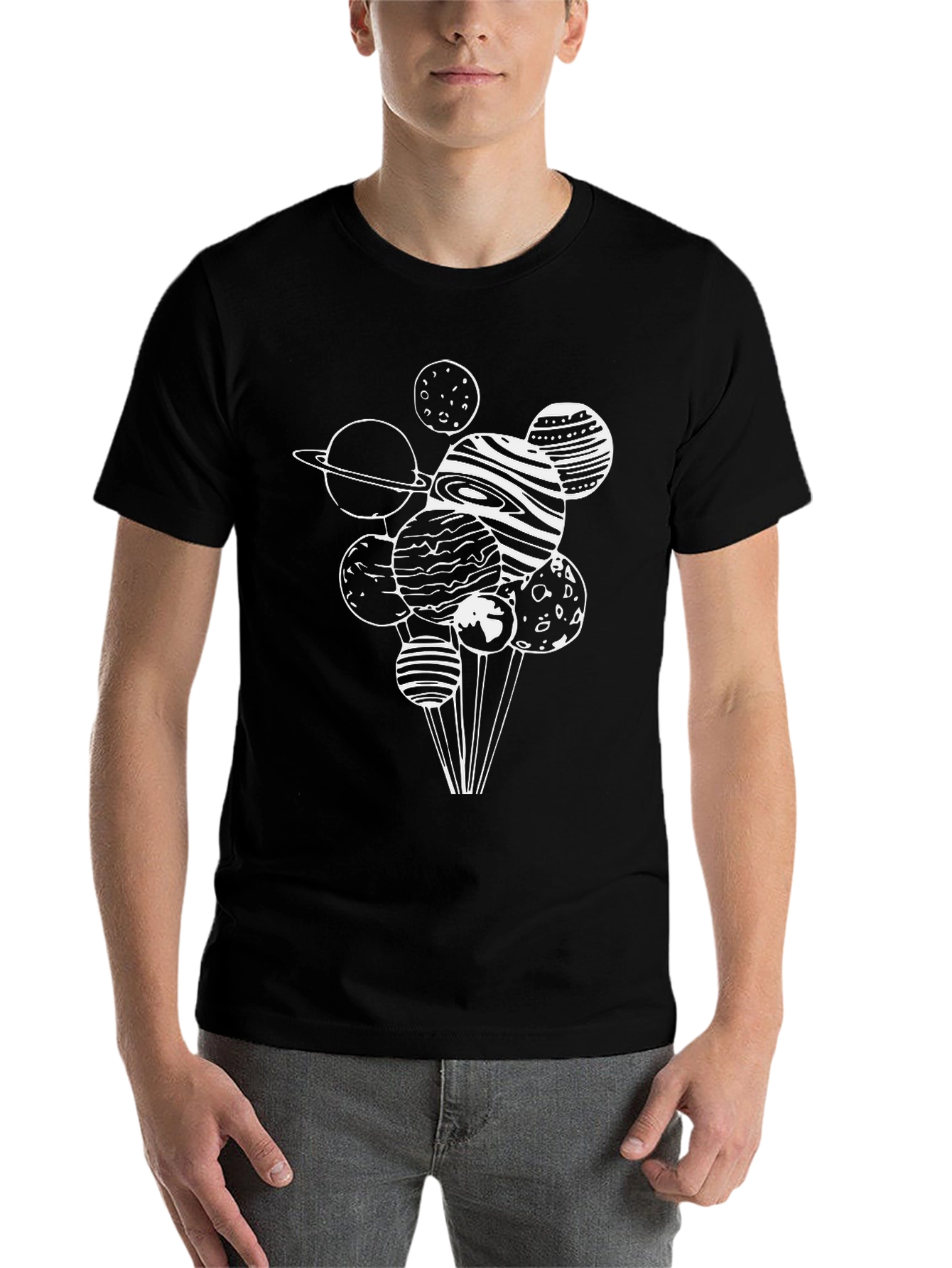 Black Planetary Graphic Tee - Black Cotton Blend view 7