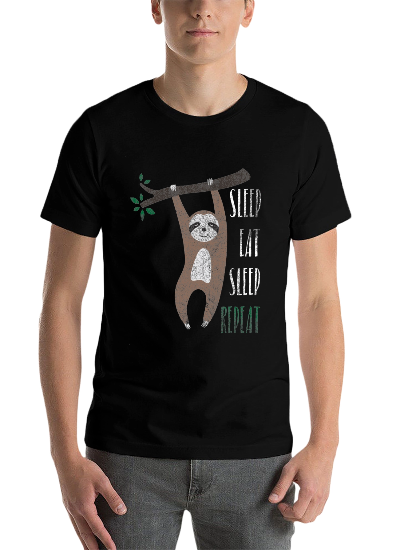 Black Sleep Eat Sloth T-Shirt view 7