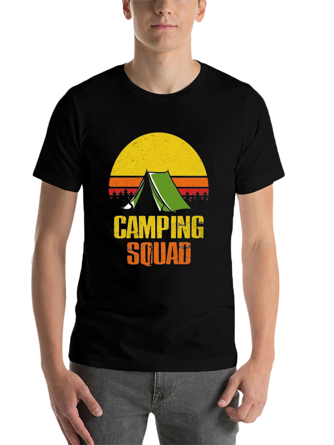 Black Camping Squad T-Shirt - Outdoor Adventure Tee view 7