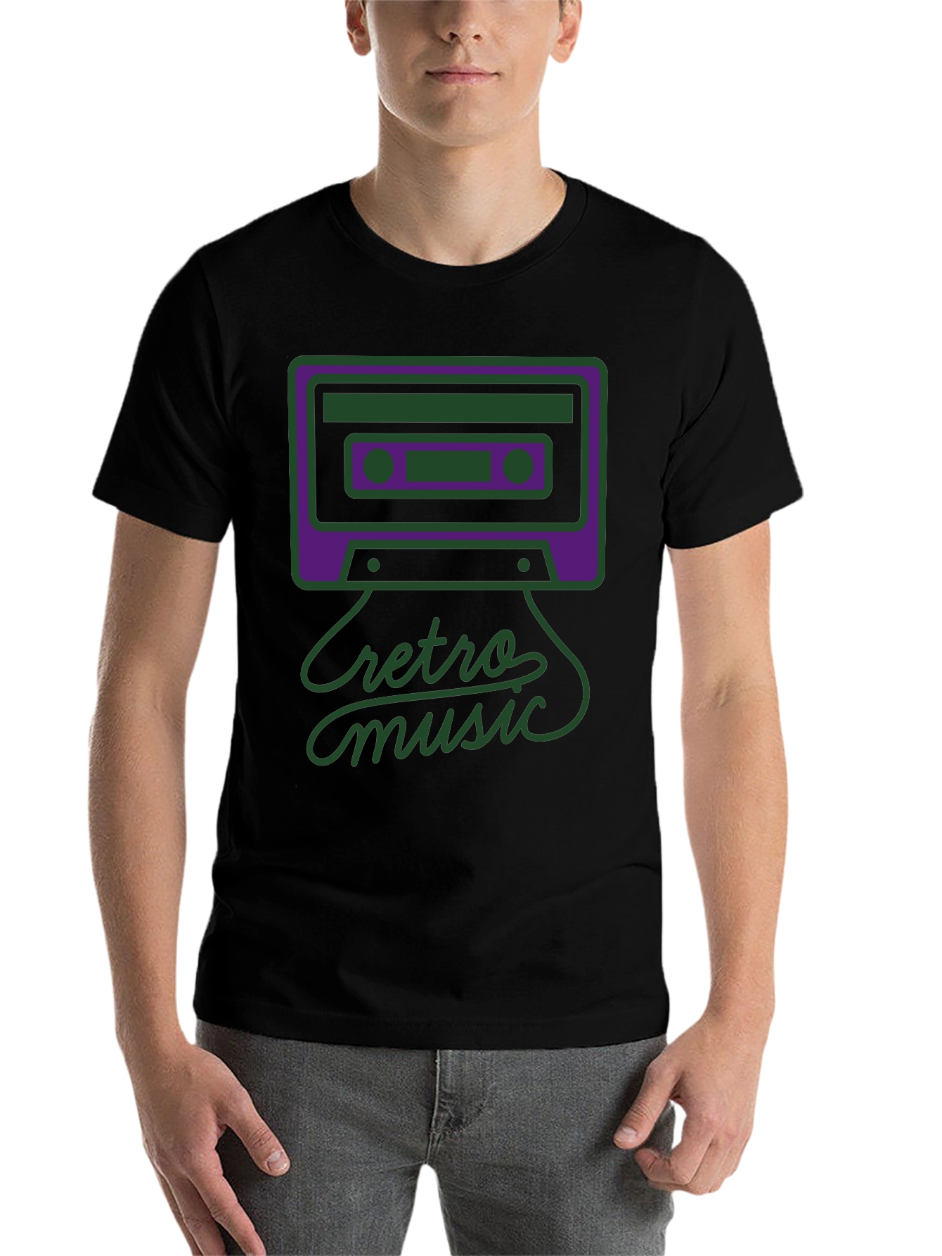 Black Retro Music Graphic Tee - Black view 7