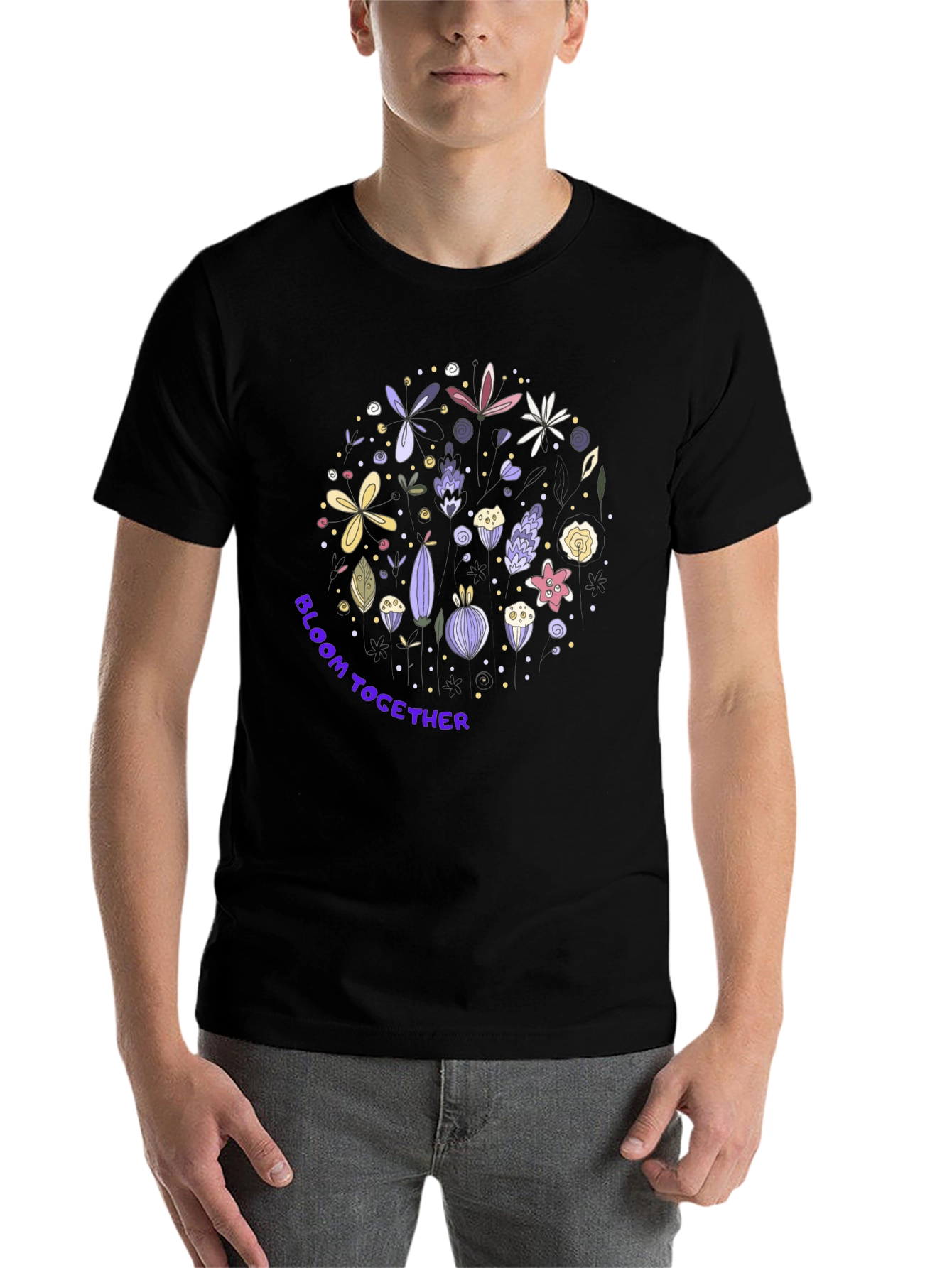 Black Bloom Together Graphic Tee - Stylish Floral Design view 7