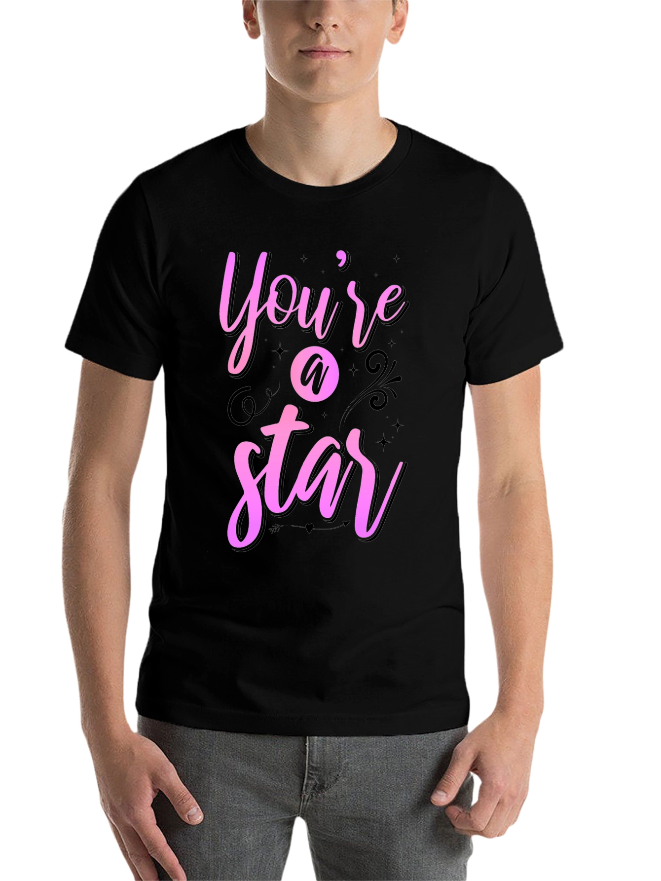 Black You're A Star Graphic Tee - Black Casual Shirt view 7