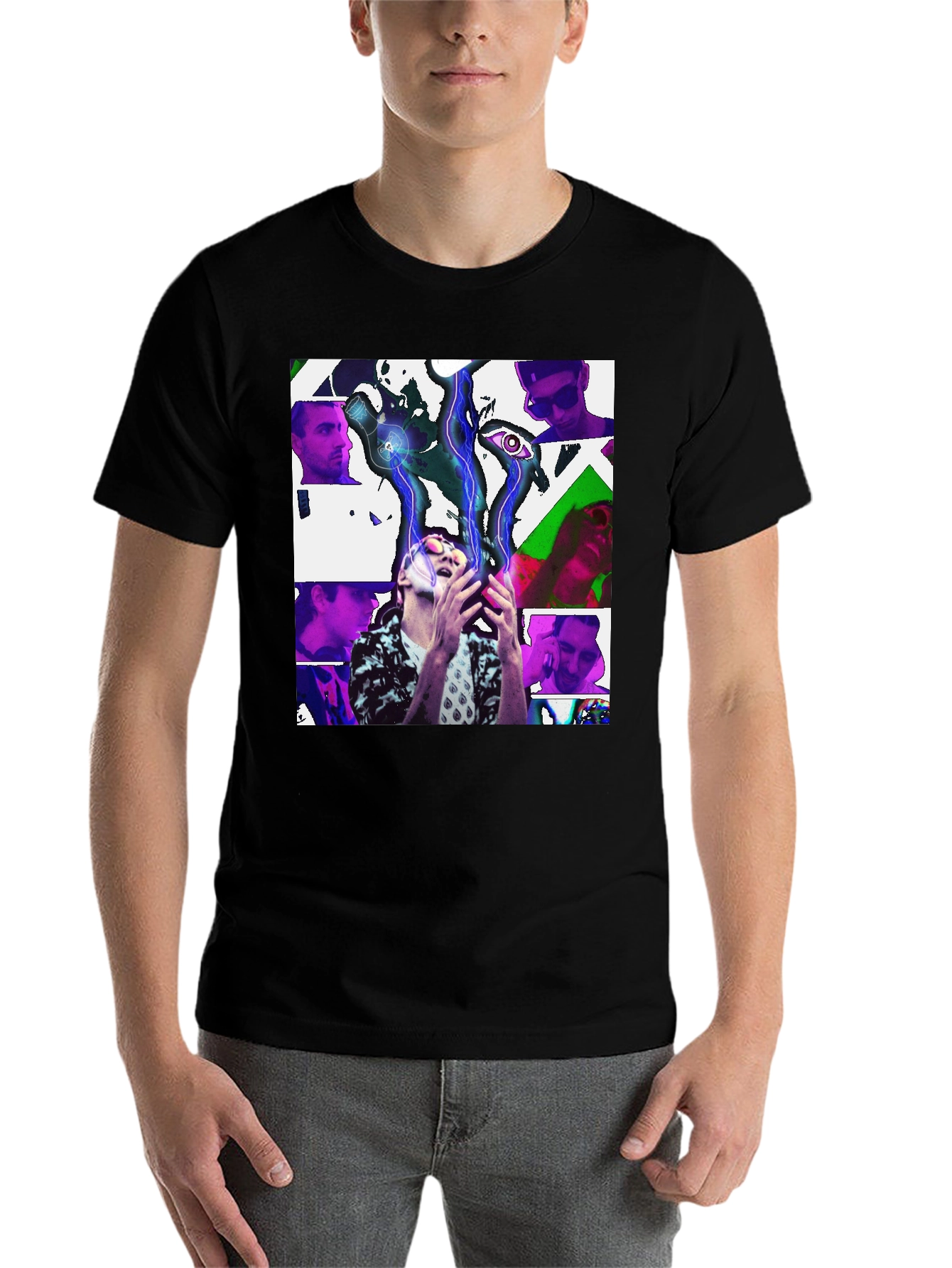 Black Abstract Art Print Black T-Shirt view 7