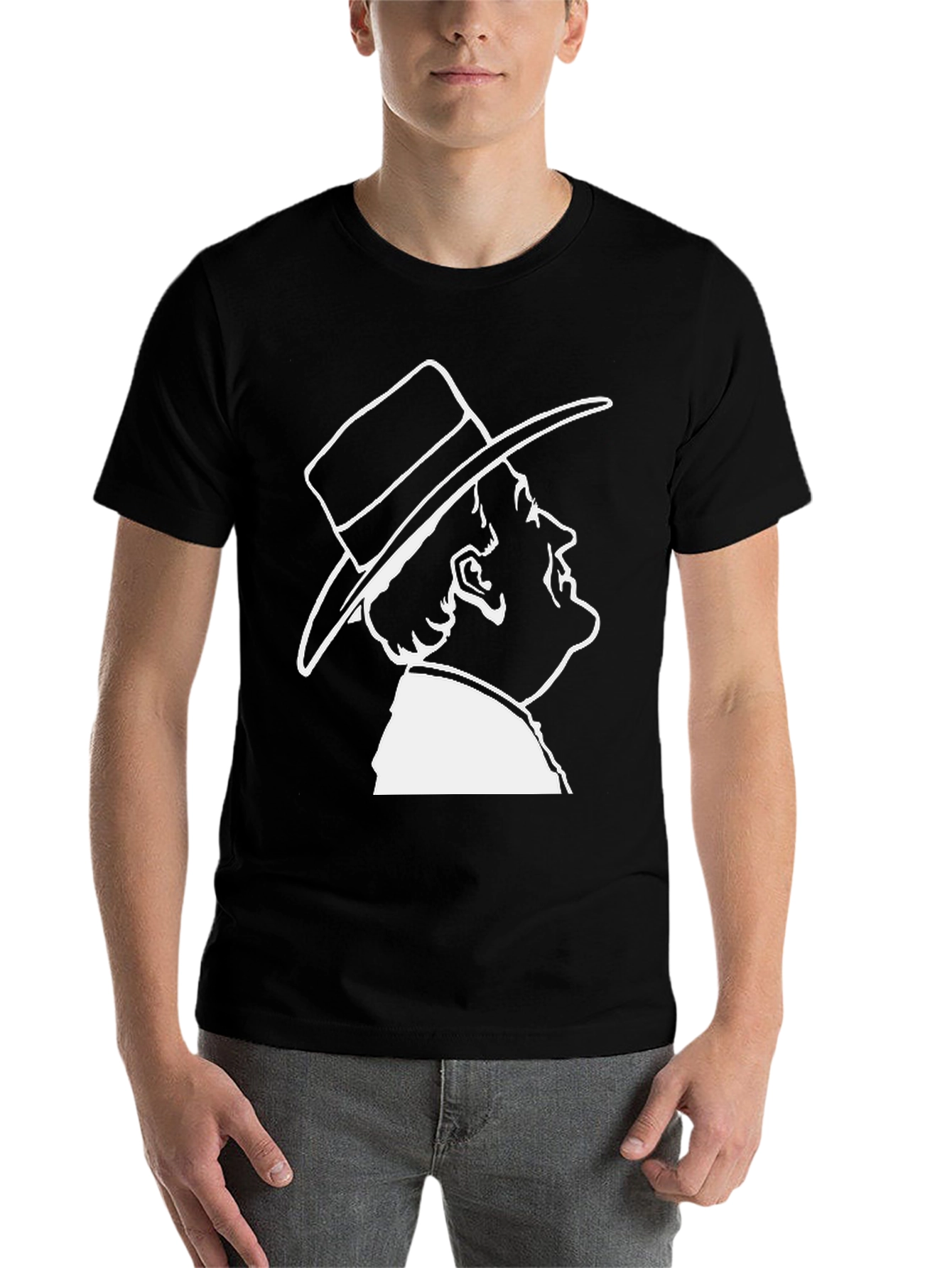 Black Cool Silhouette Graphic Tee - Black Cotton Blend view 7