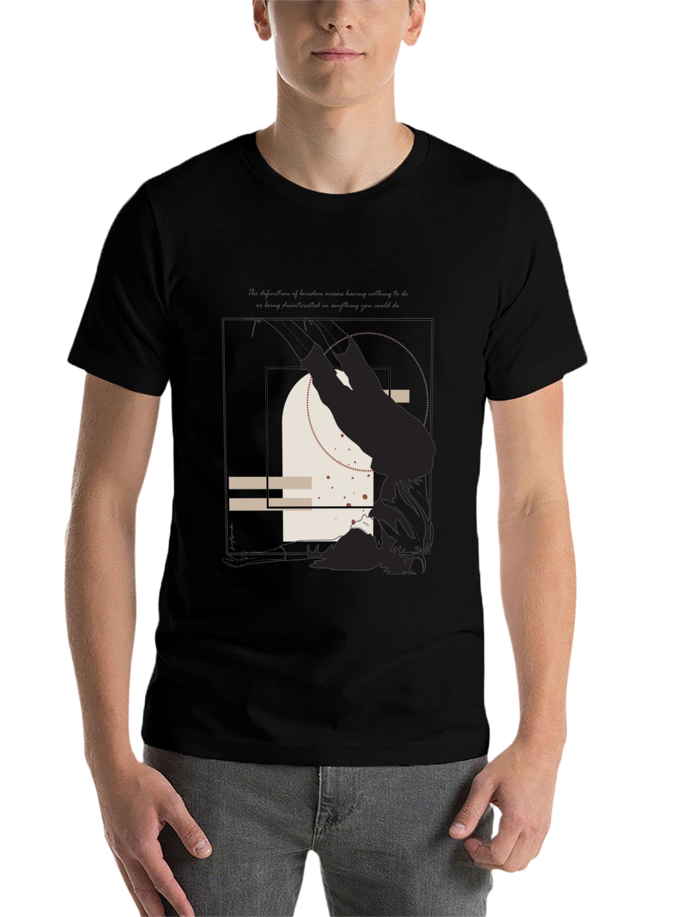 Black Abstract Graphic Print Black T-Shirt view 7