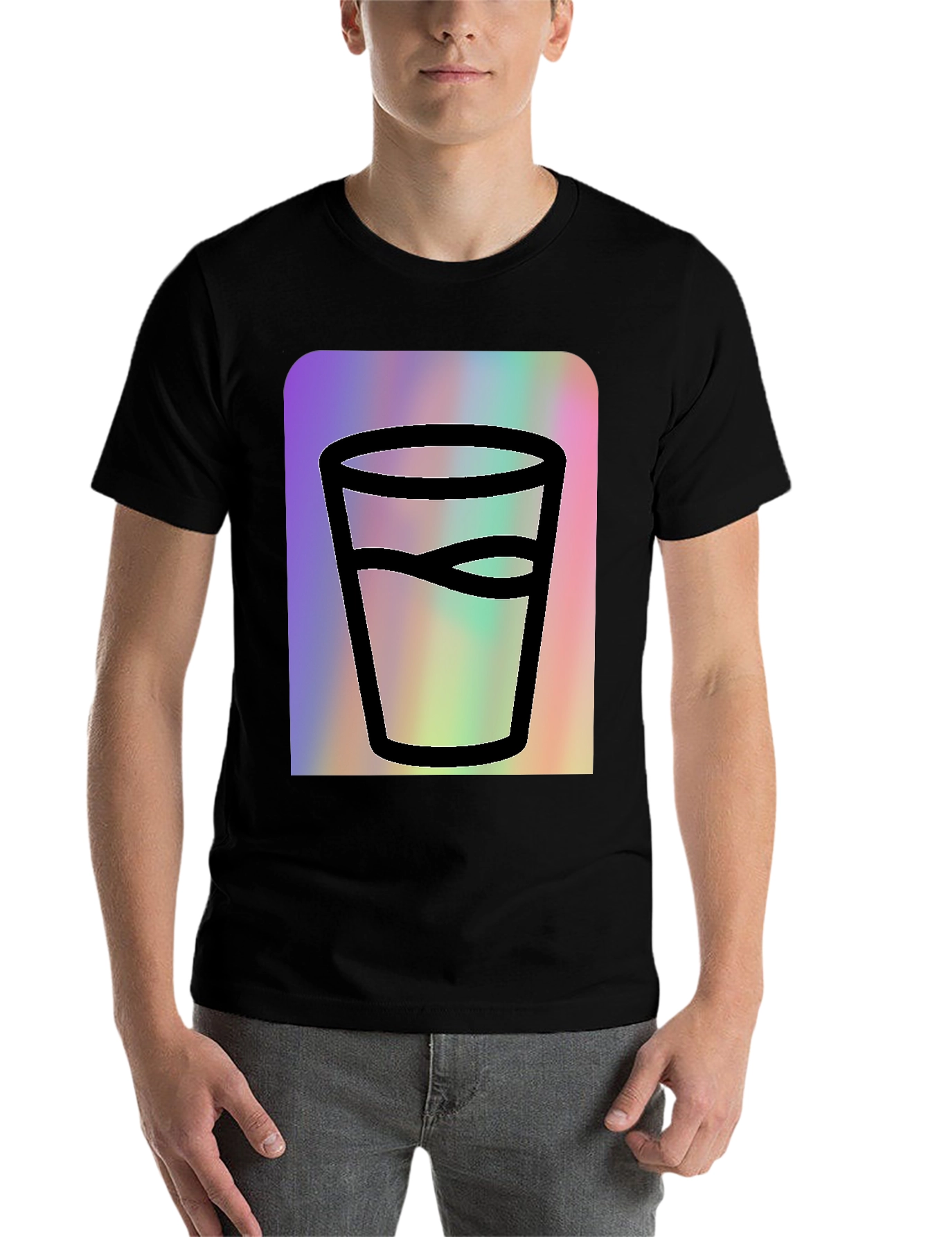 Black Glass of Water Graphic Tee - Soft Black Cotton view 7