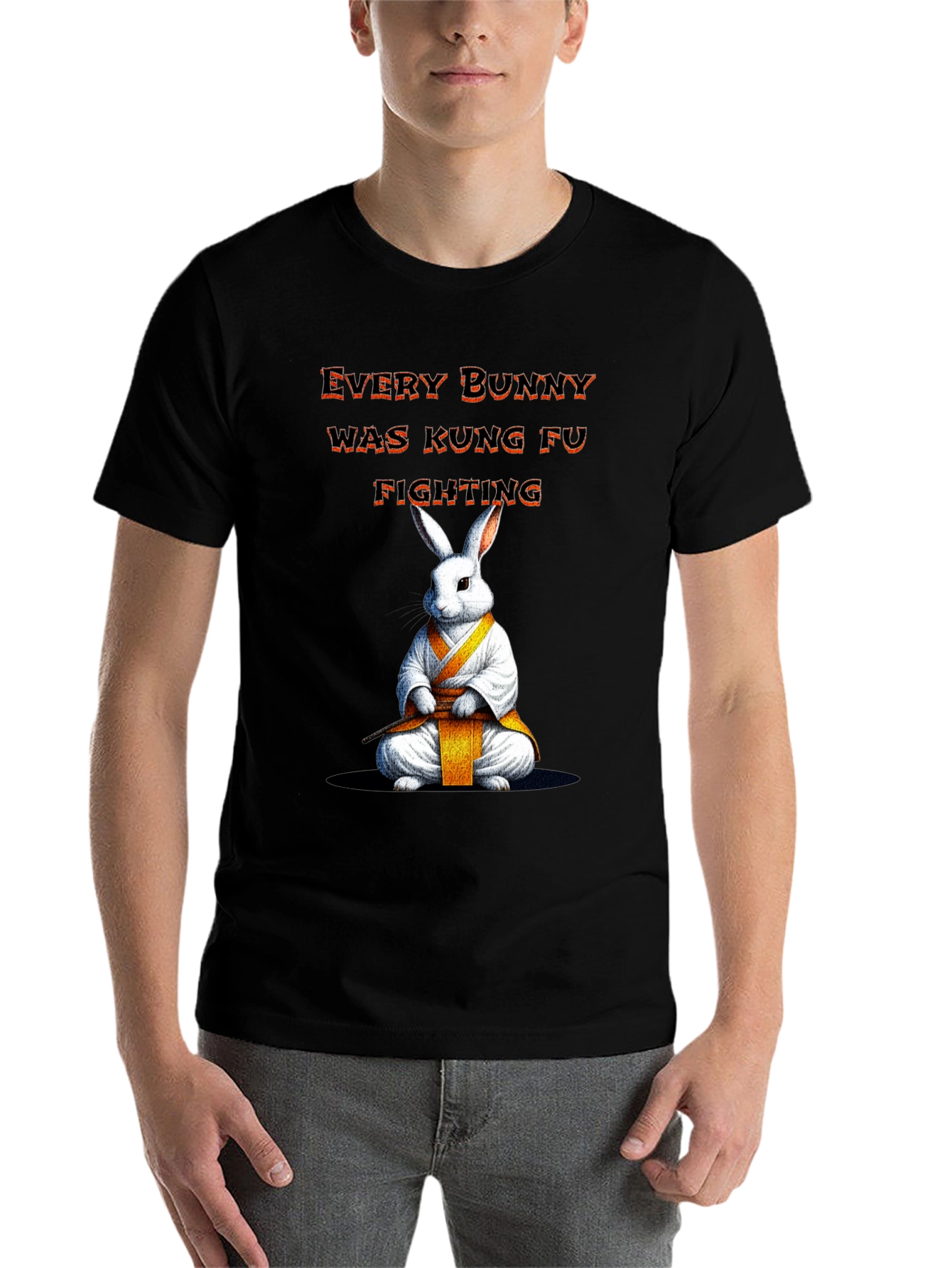 Black Kung Fu Bunny T-Shirt - Every Bunny Was Kung Fu Fighting view 7