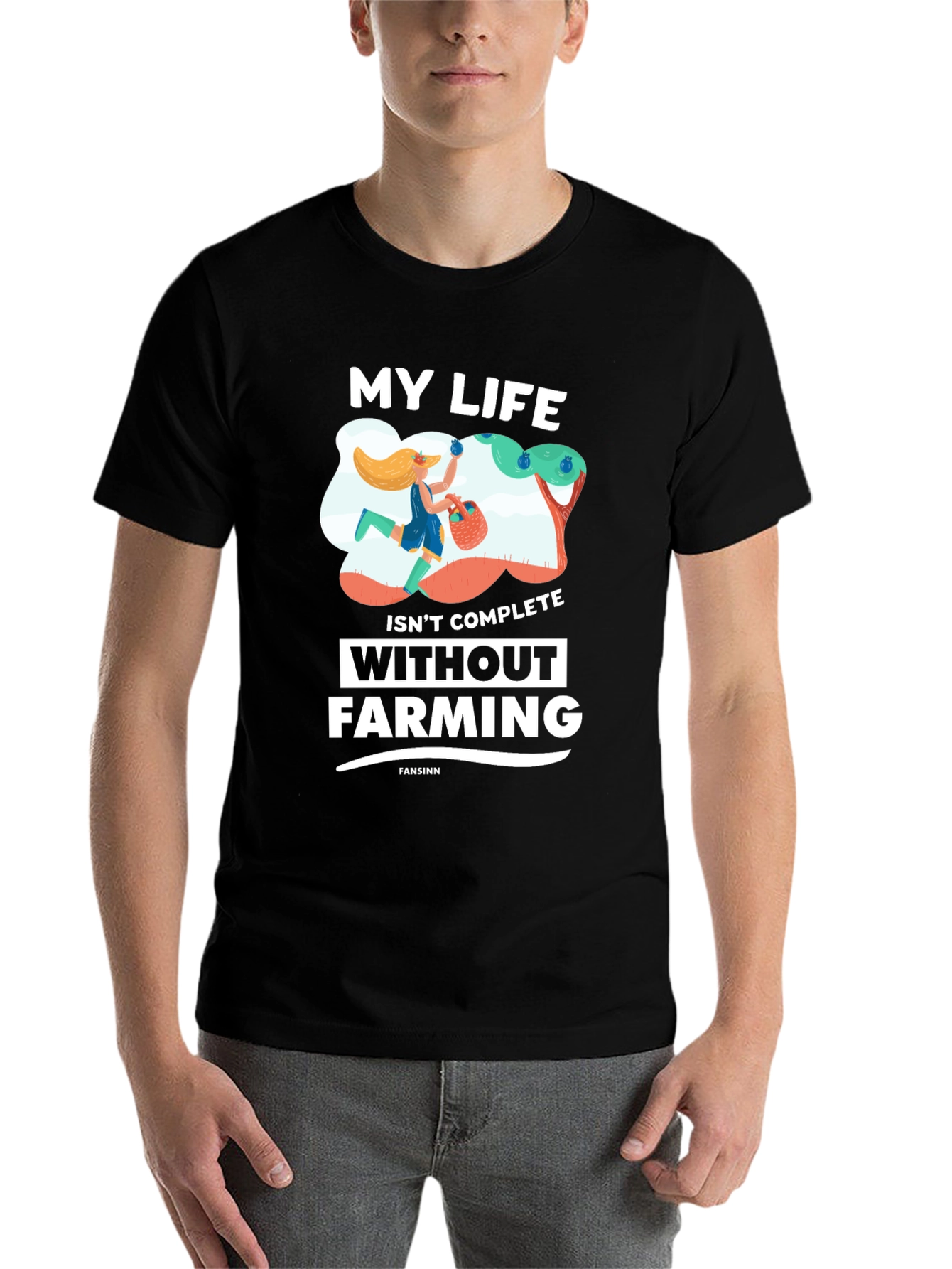 Black Farming Life T-Shirt - Gardener Gift view 7