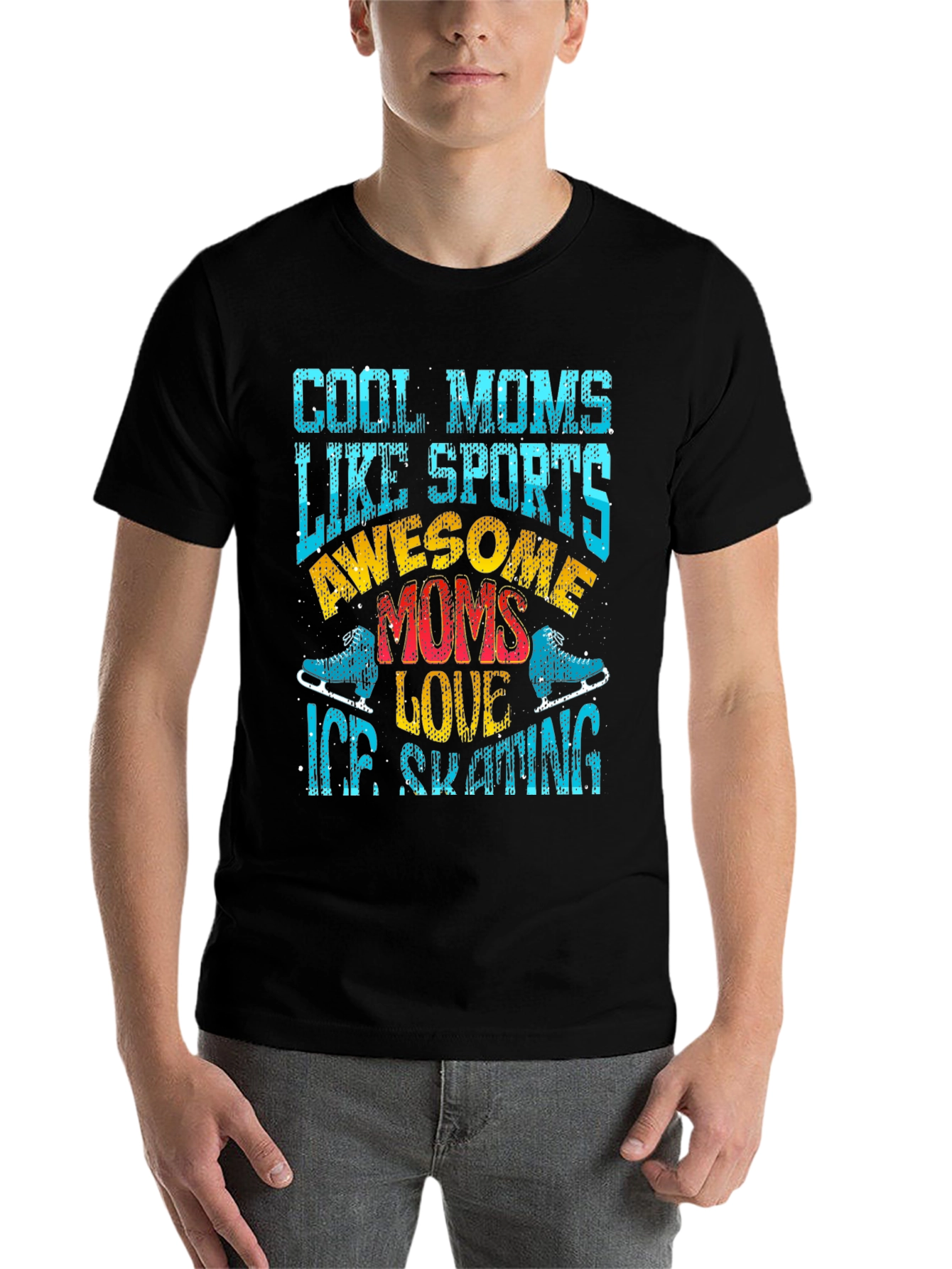 Black Cool Moms Ice Skating Graphic Tee view 7