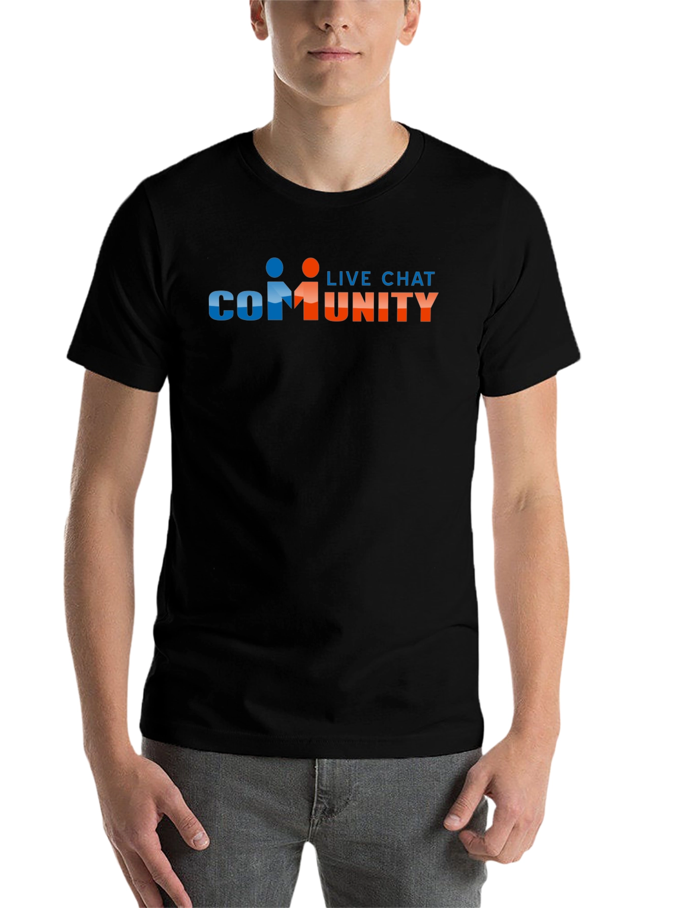 Community Live Chat Graphic Black T-Shirt - 7