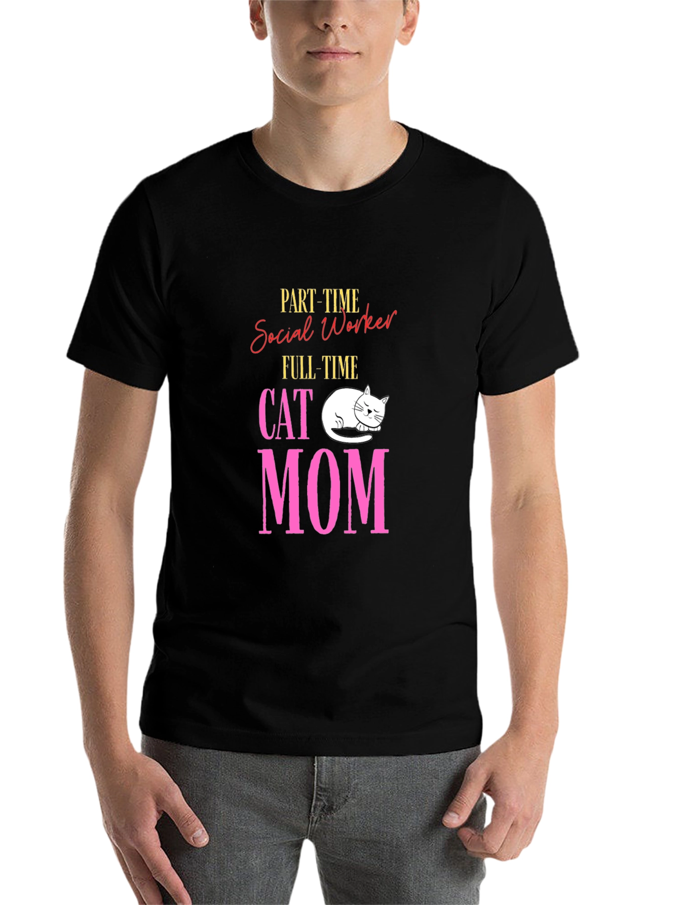 Black Social Worker Cat Mom T-Shirt view 7