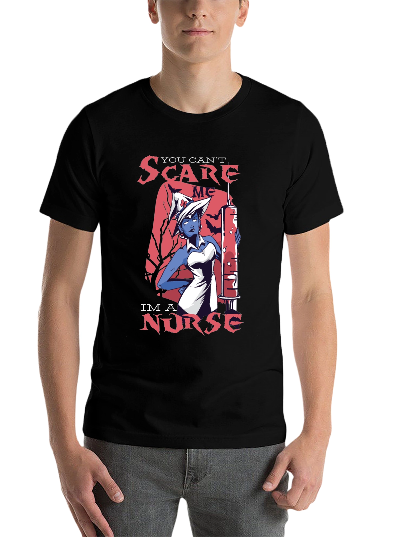 Black You Can't Scare Me, I'm a Nurse T-Shirt view 7