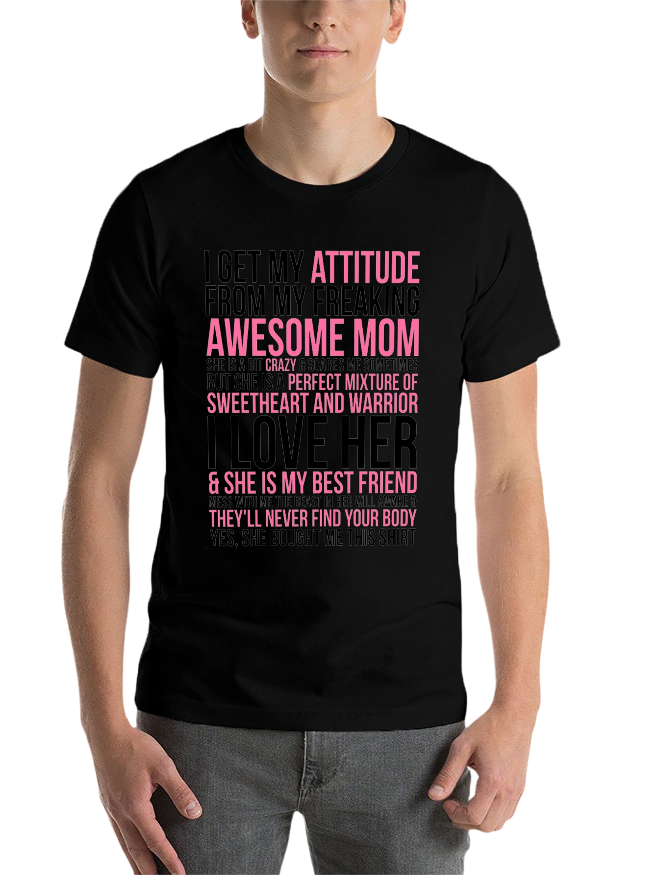 Black Awesome Mom Graphic Tee - Funny Slogan T-Shirt view 7