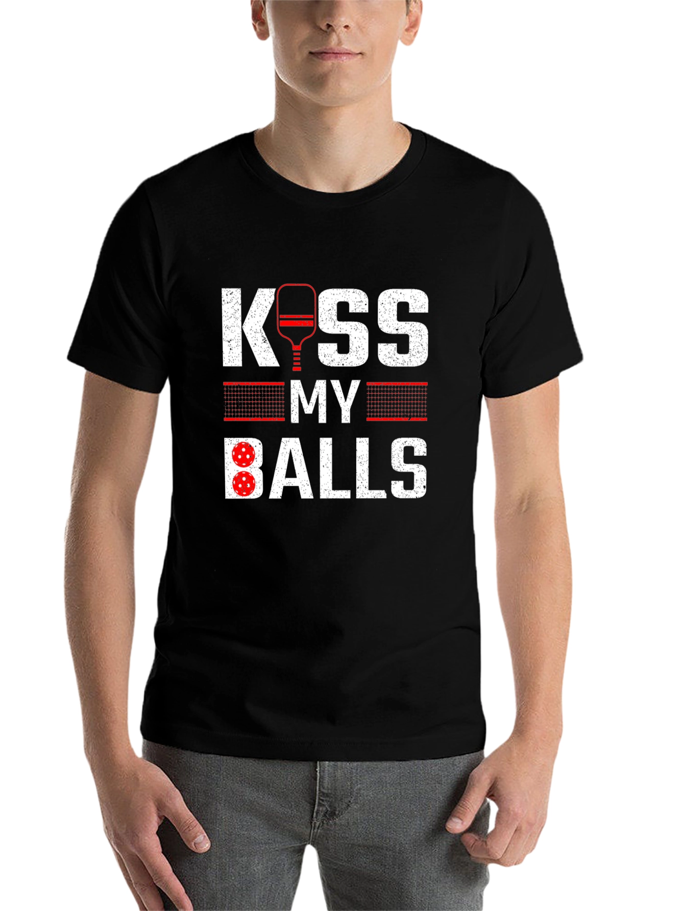 Black Kiss My Balls T-Shirt - Pickleball Humor view 7