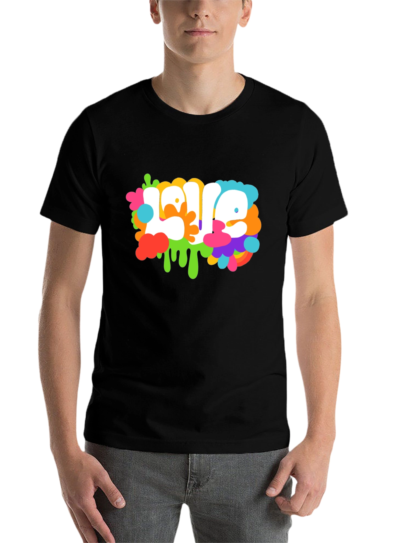 Black Colorful 'Love' Graphic Tee view 7