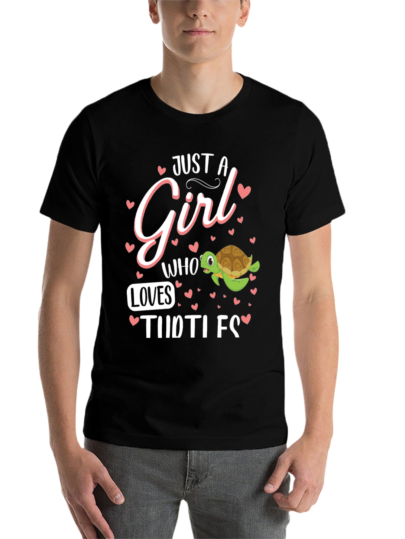 Black Just A Girl Who Loves Turtles T-Shirt view 7