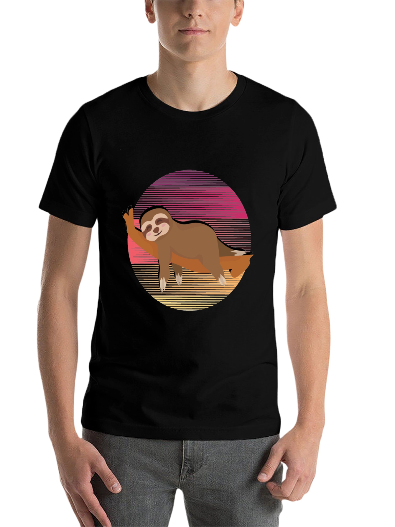 Black Sloth Sunset Graphic Tee - Relaxed Style view 7