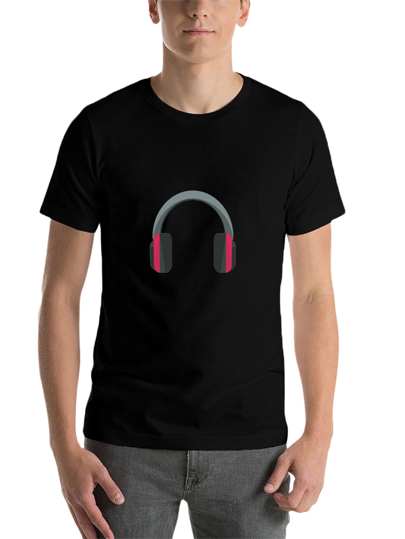 Black Headphone Graphic Tee - Black Casual Comfort view 7