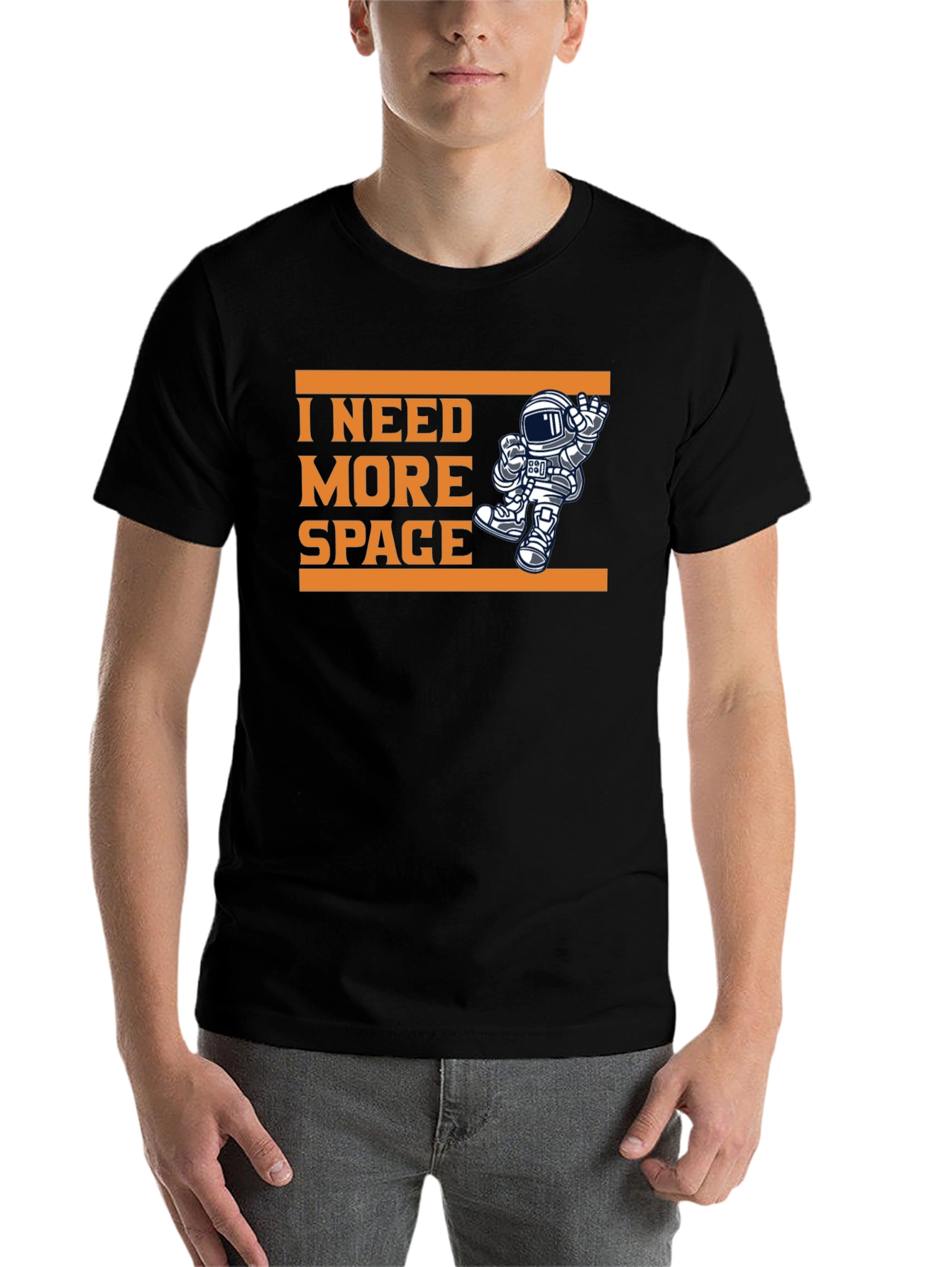 Black I Need More Space Graphic Tee Astronaut Shirt view 7