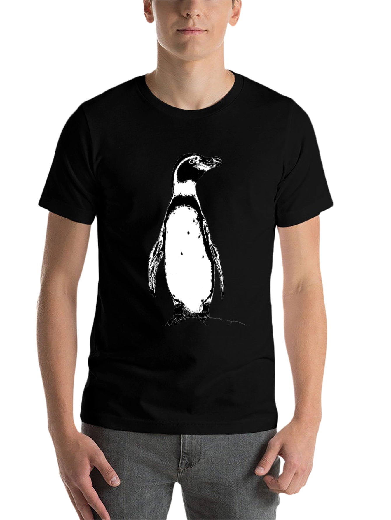 Black Penguin Graphic Tee - Black Cotton T-Shirt view 7