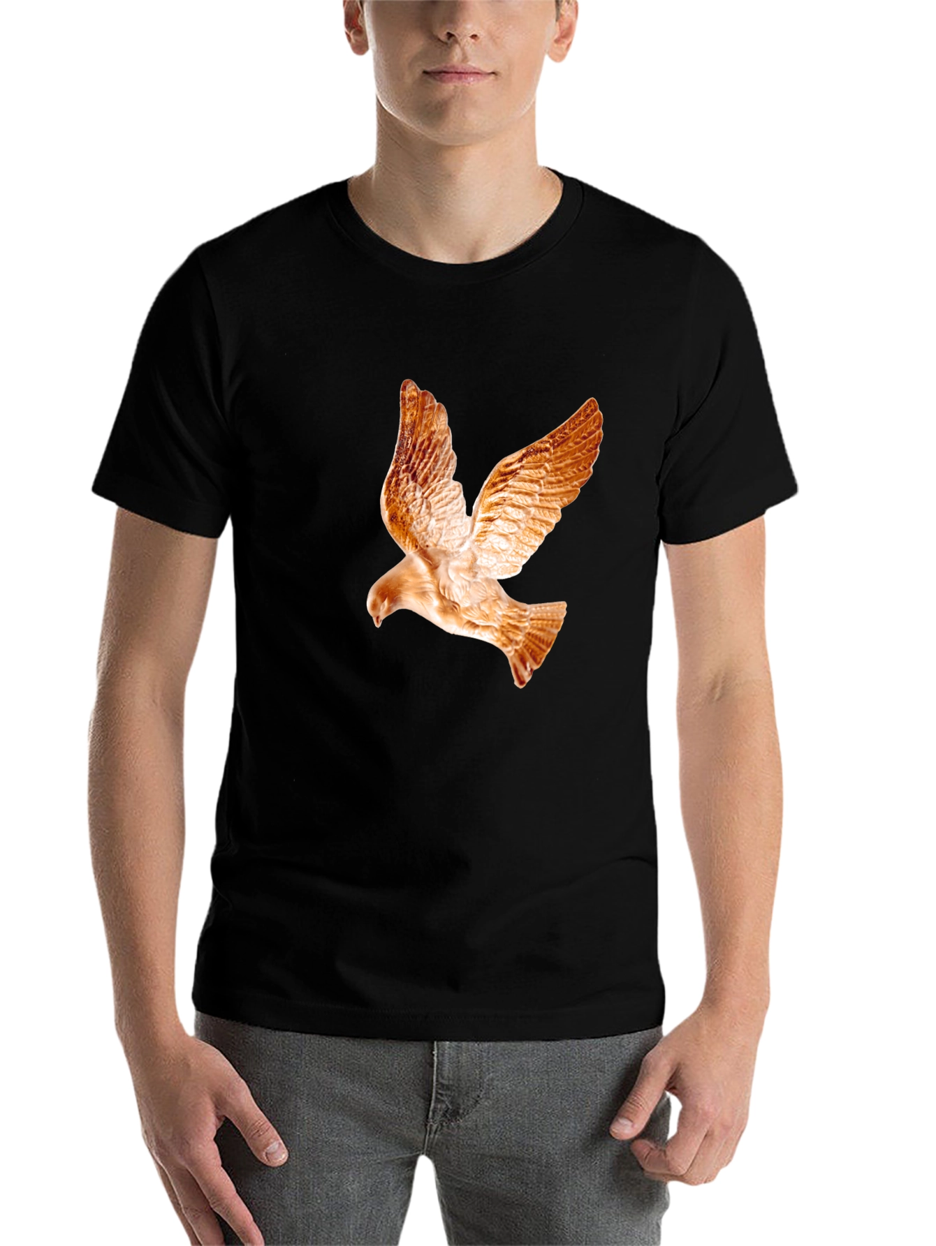 Black Men's Black T-Shirt with Dove Graphic view 7